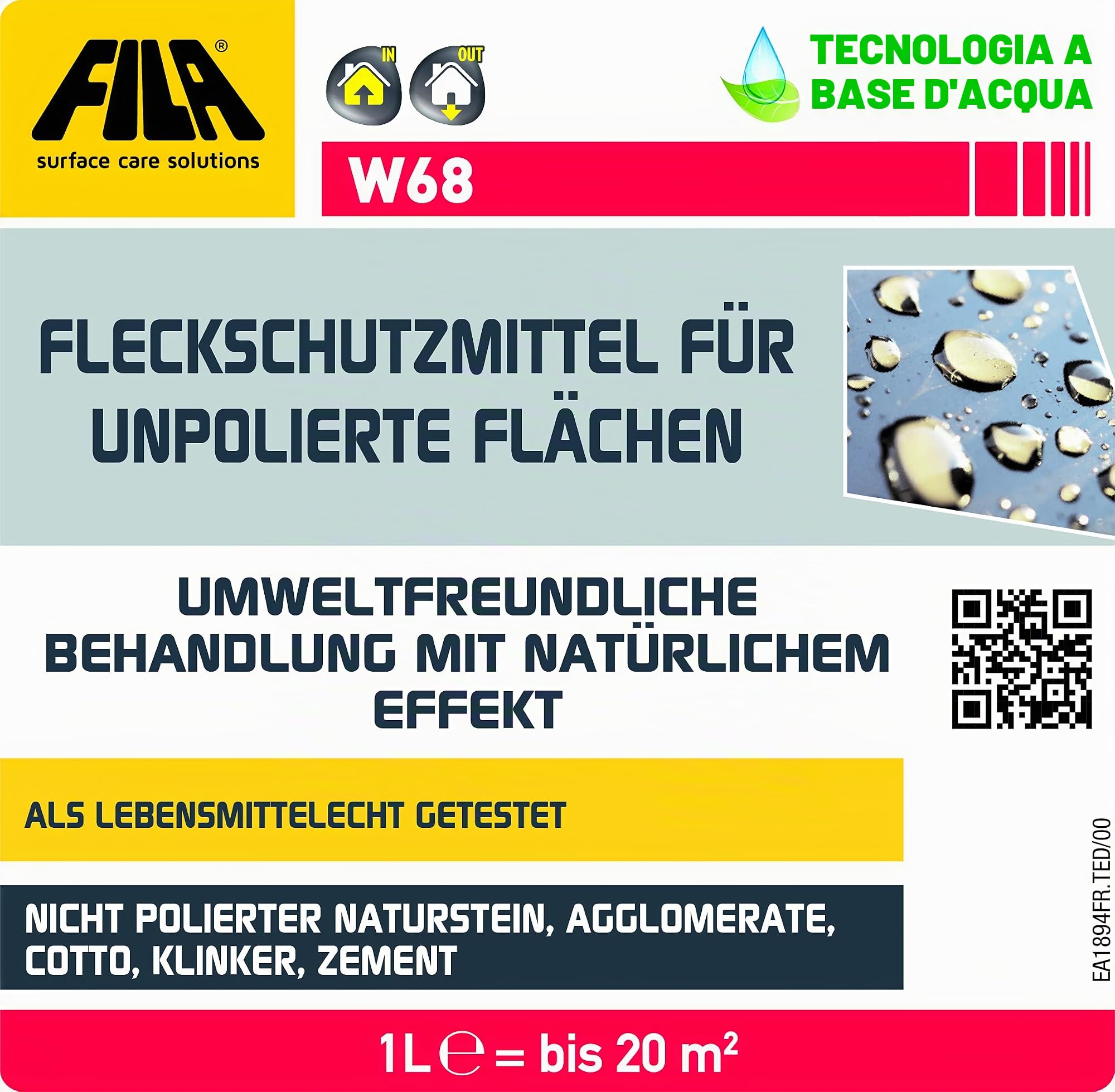FILA Surface Care Solutions Idrorepellente e oleorepellente per superfici Non Lucide, Neutro, 1 l