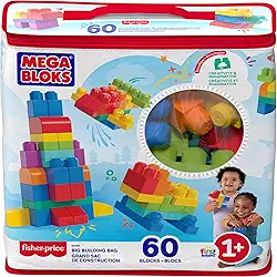 Mega Bloks Jogo de Construção Bolsa Clássica com 60 Blocos para crianças a partir de 1 ano