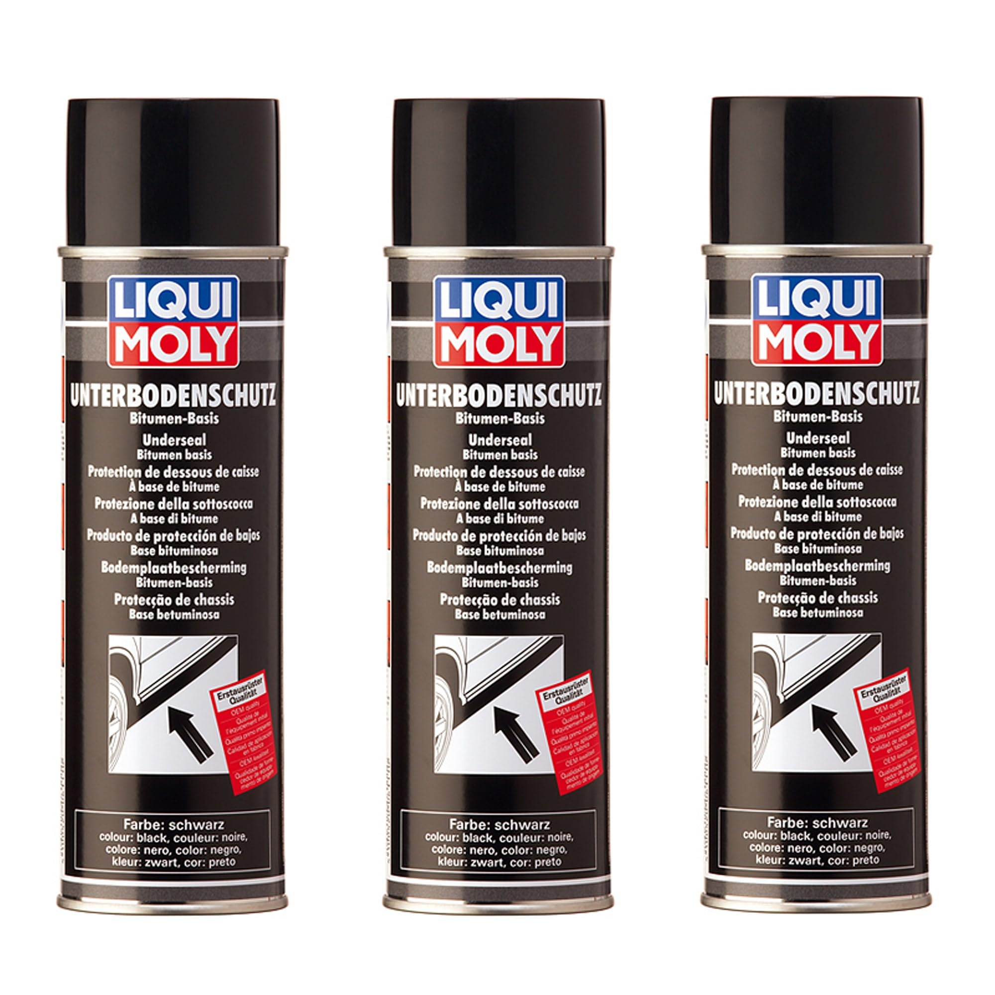 3X LIQUI Moly 6111 Unterbodenschutz Bitumen schwarz Spray Unterboden-Schutz 500m
