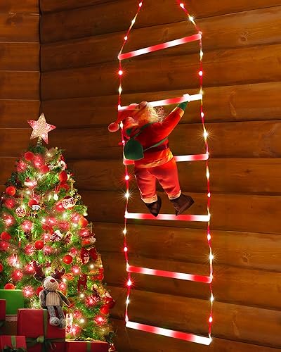 Miniatura 16 de Toodour - Luces de decoración navideña, 1 m de luces decorativas RGB inteligentes de Navidad con Santa Claus, luz de escalera controlada por Rgb
