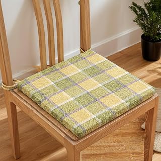 Cojines para Silla De Comedor De 35 X 35 Cm Poliéster Cuadrado Cuadros Cojines Cómodos para Silla De Cocina Cojín De Asiento Antideslizante Extraíble Decoración Jardín,O,6 Count(Pack of 1)