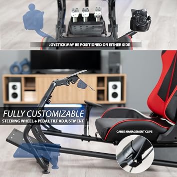 VIVO Premium Racing Simulator Cockpit with Shelf Kit, Wheel Stand, Gear Mount, Fits Logitech, Thrustmaster, Fanatec, Compatible with Xbox One, PlayStation, STAND-KIT-RACE1S