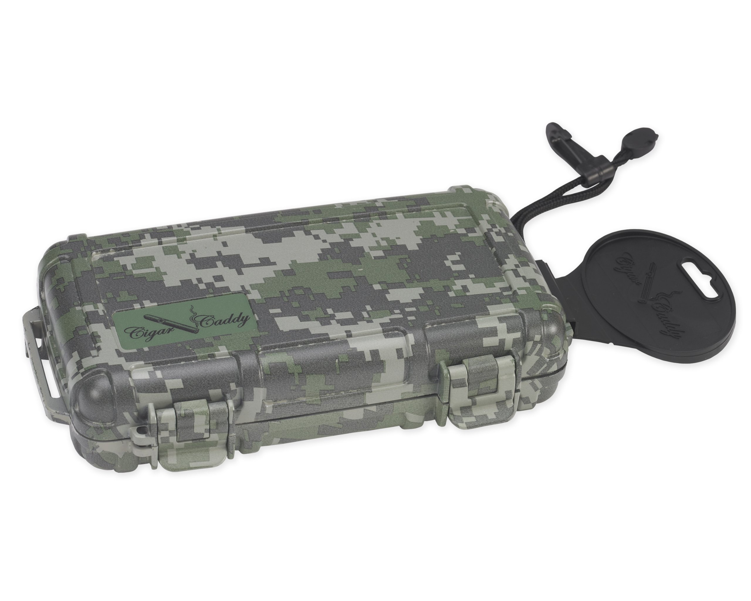 Quality Importers Cigar Caddy 3400 Camo 5 Cigar Waterproof Travel Humidor, Digital Camouflage Exterior