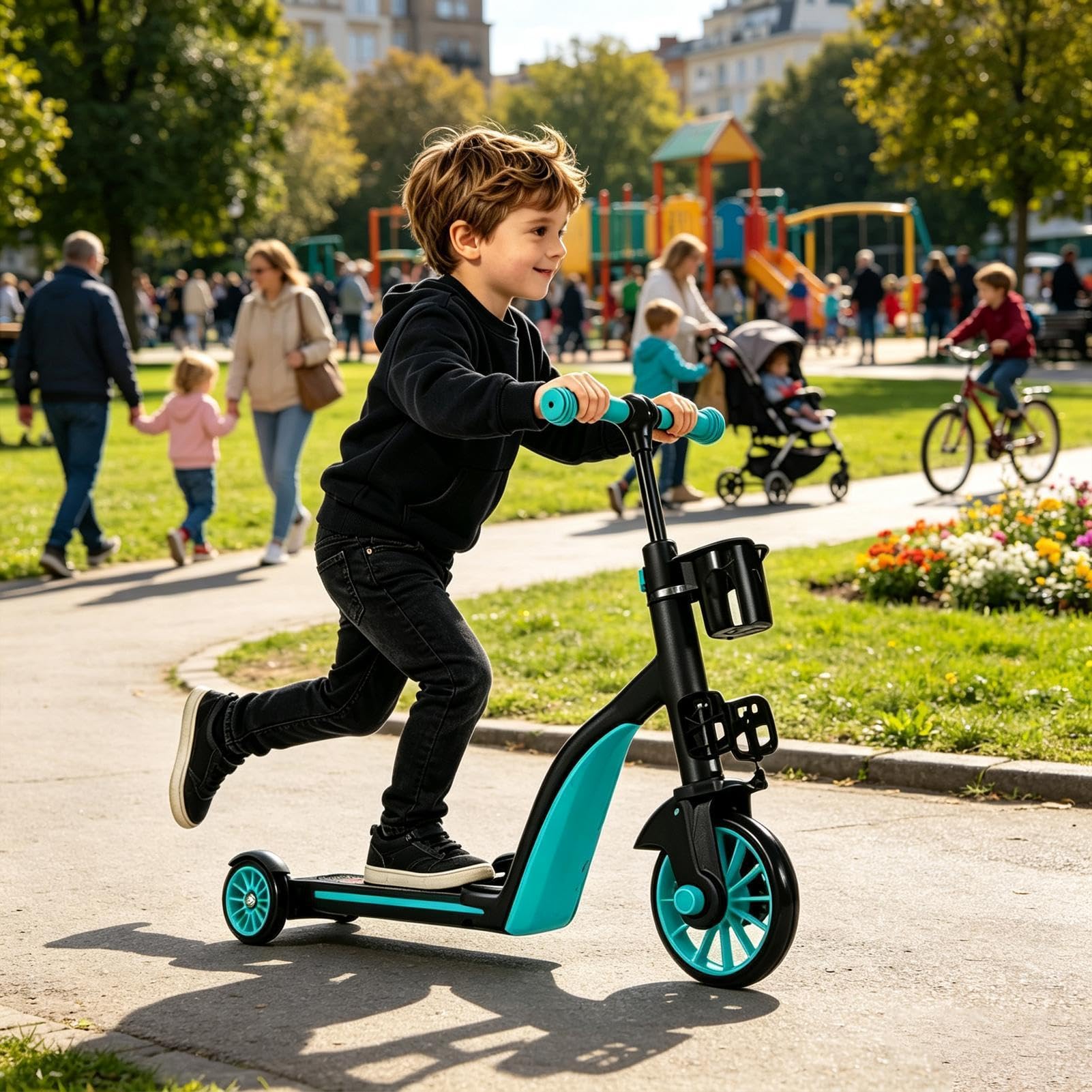 Triciclo Infantil Manillar de Empuje Estable Ajustable multimodo