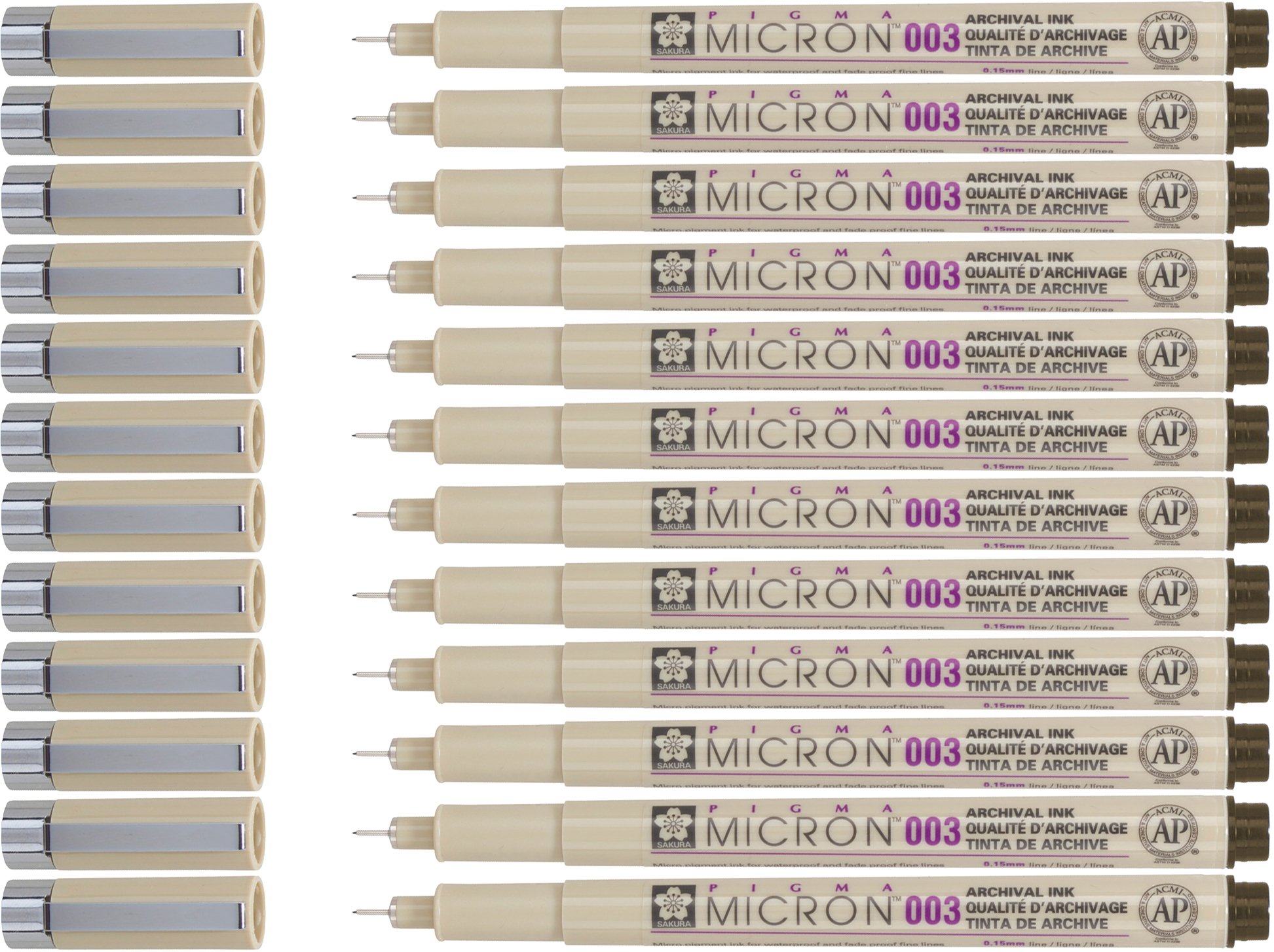 SAKURA Pigma Micron Fineliner Pens - Archival Sepia Ink Artist Pens for Drawing - 003 Point Size (Box of 12)