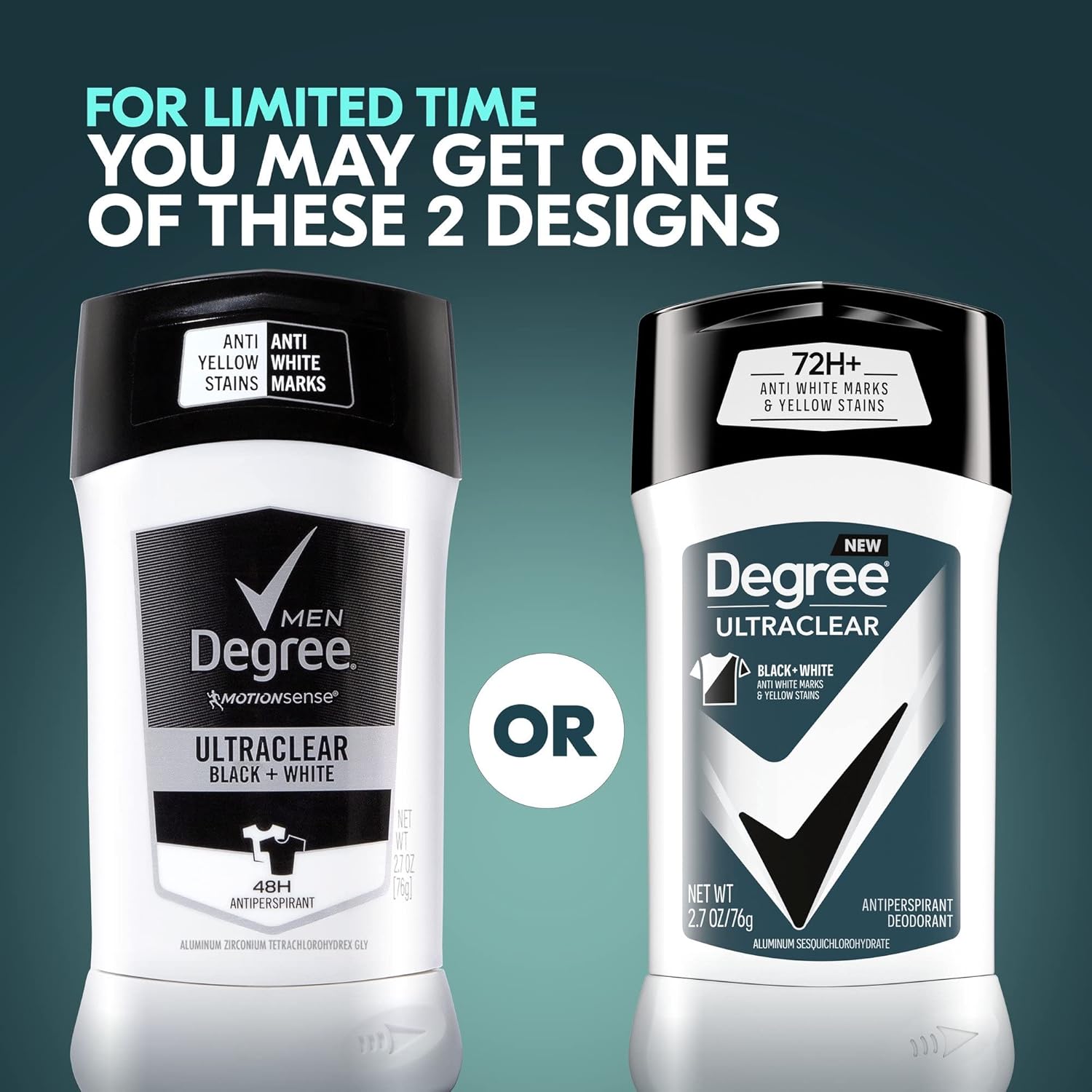 Degree Ultra Clear Black+White Antiperspirant Deodorant Stick 2.7 oz (Pack of 7)