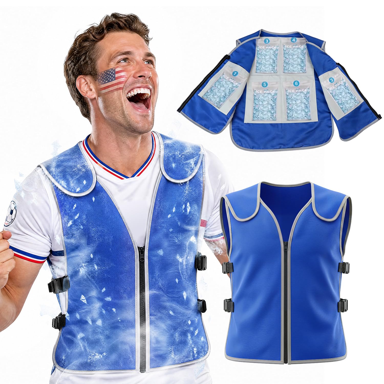 Photo 1 of ** MISSING ICE PADS**NJDGF Cooling Vest with 24Pcs Ice Packs - Body Cool Vest for Men Women Adjustable Cold Jacket for Summer Hot Weather (X-Large)
