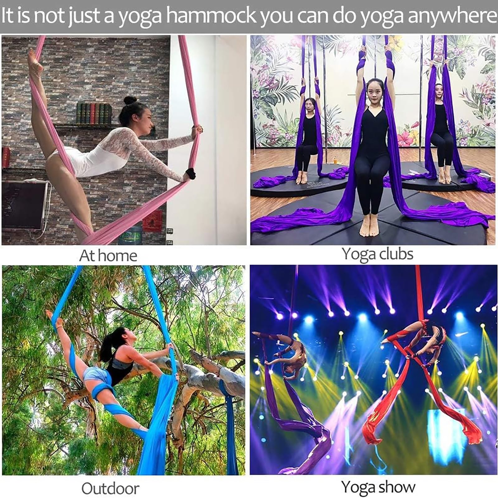 Hamak do jogi, jedwabna huśtawka z kompletnym zestawem sprzętu do latania, rozciągania, tańca, aerial Acro Fitness, dla dorosłych