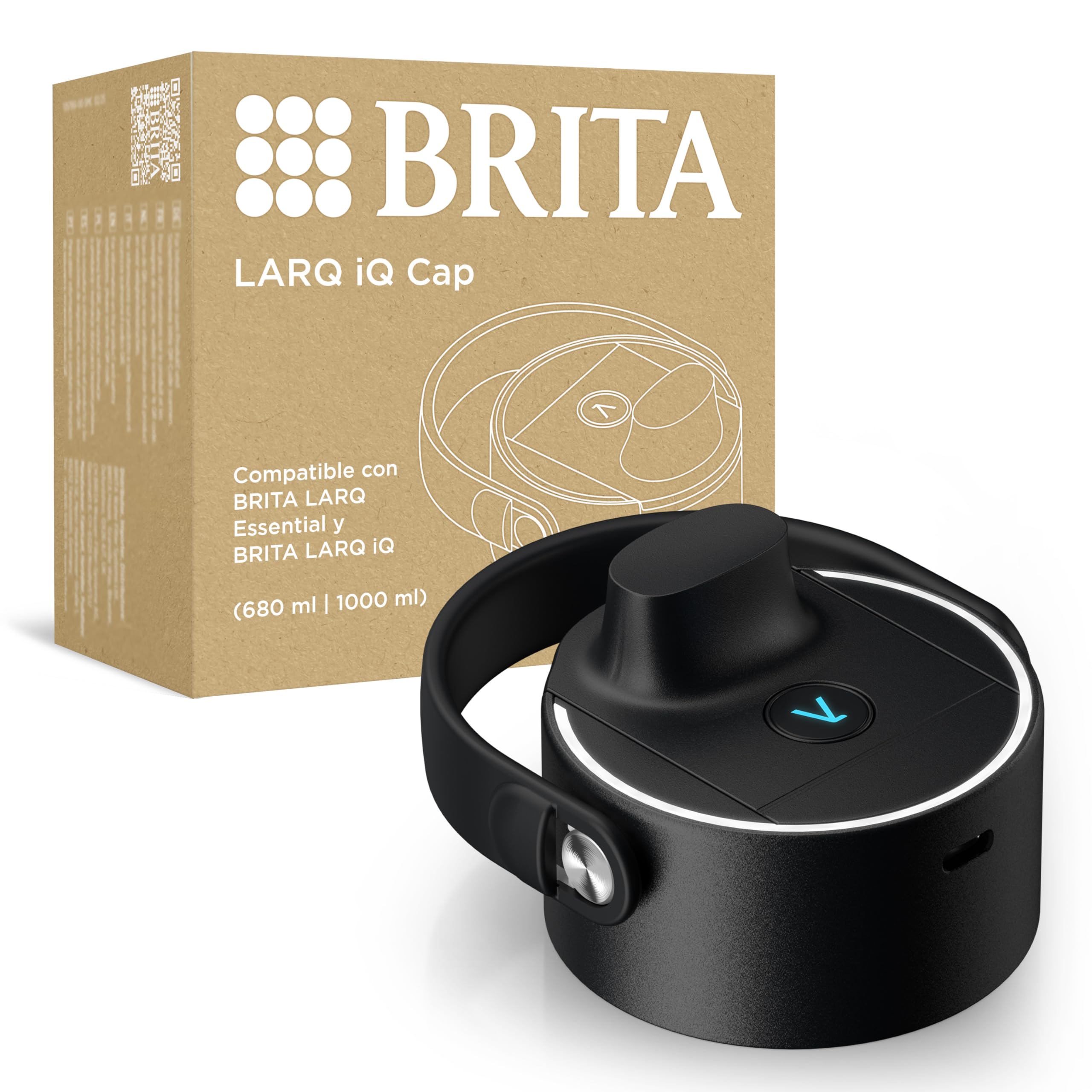 BRITA LARQ iQ Cabezal inteligente Tapa digital para las botellas de agua BRITA LARQ Essential, que incluye un seguimiento de la hidratación en la aplicación de BRITA