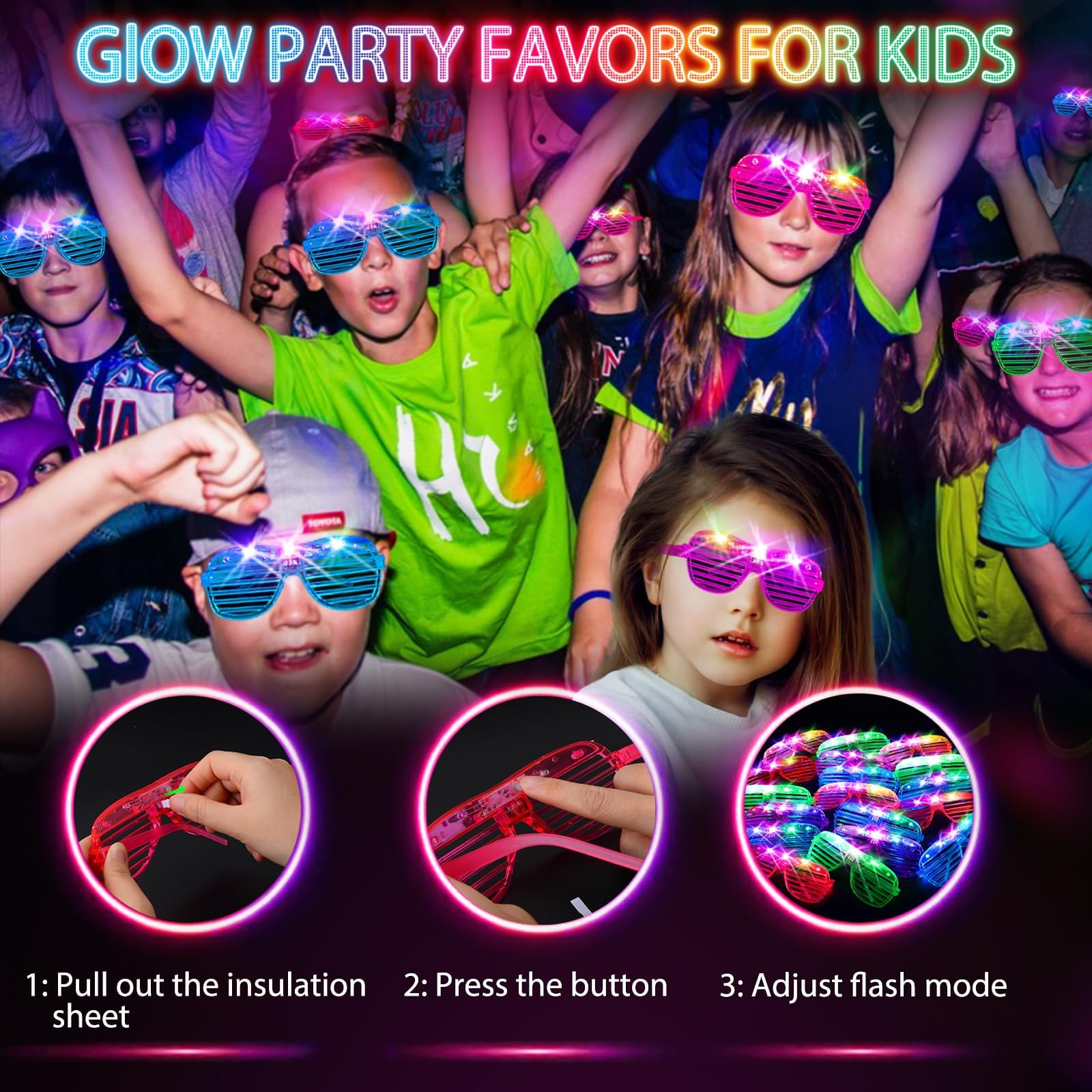 SHQQD Glow Party Supply, lentes iluminados