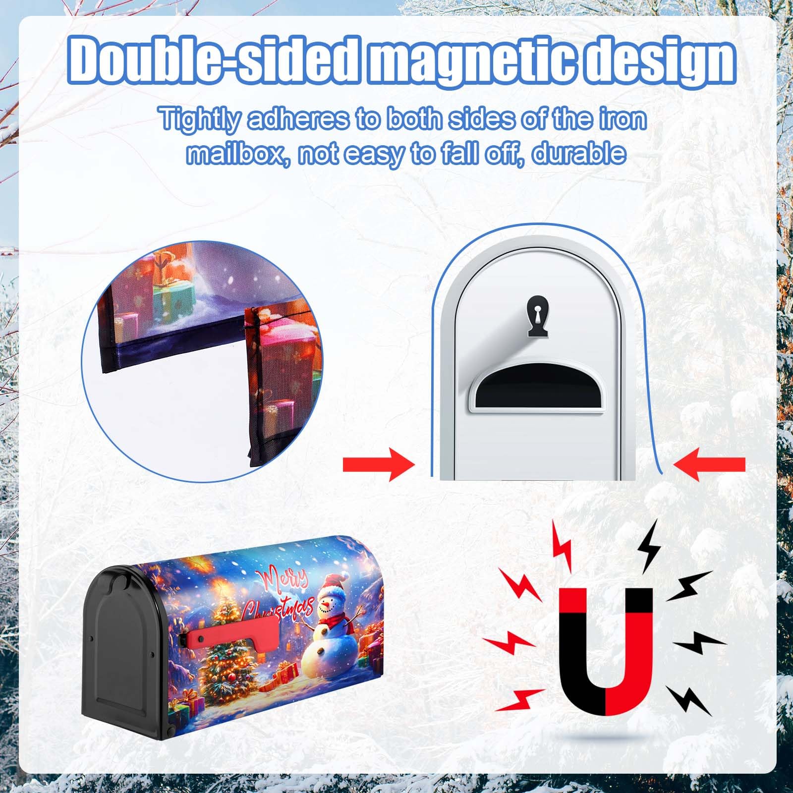 Copertura Magnetica per Cassetta Postale di Natale, 53x46cm Dimensioni Standard Copertura per Cassetta Postale di Natale Impermeabile per Decorazione Esterna di Cassette Postali da Giardino (Stile 1)