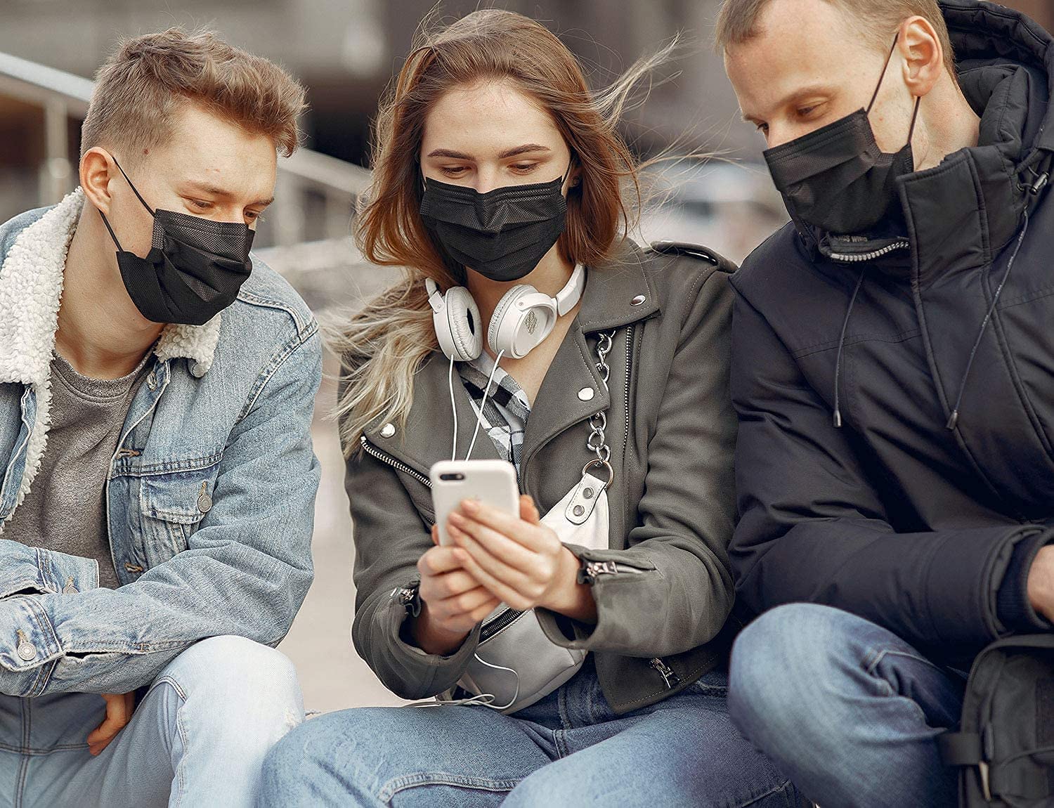 Black Disposable Face Masks 100 Pack Disposable Face Masks 3 Ply Black