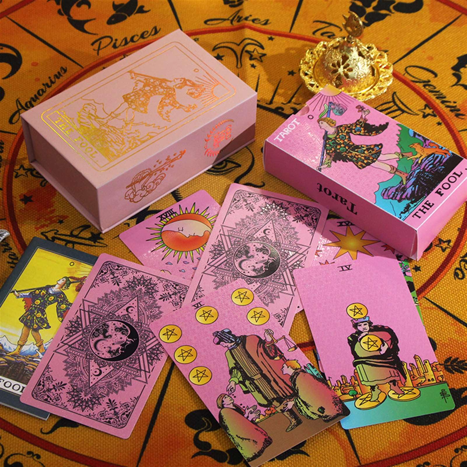 GIBZ Tarot Deck Diseño Rosa Juego de Cartas para Contar el Futuro con Caja para Principiantes