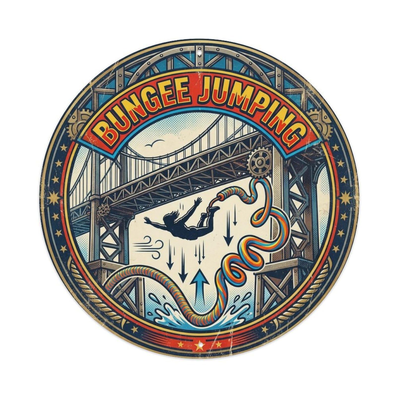 Vintage Bungee Jumping Extreme Sports Badge Metal Tin Sign