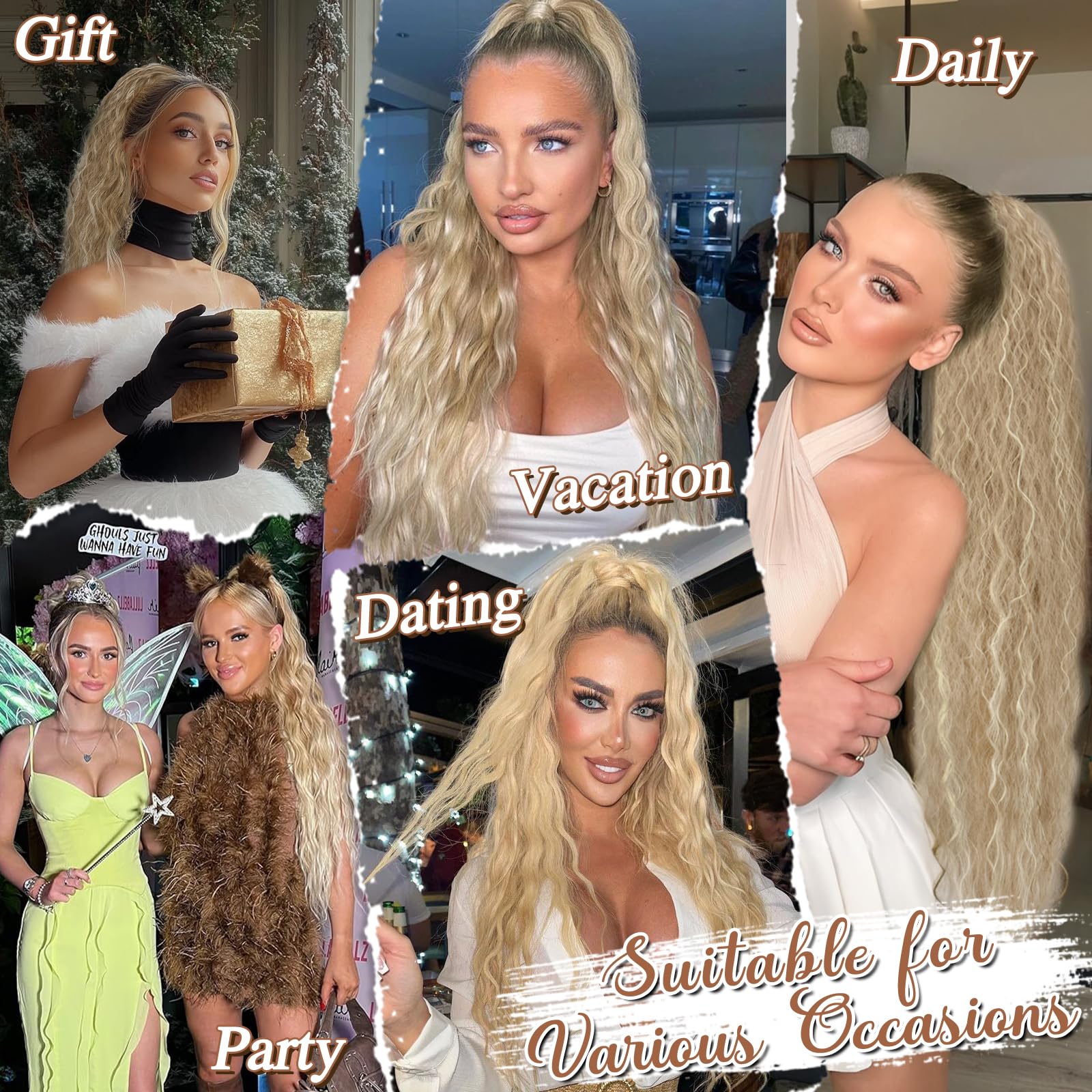 BARSDAR Curly Wavy Drawstring Ponytail Extension - Image 4
