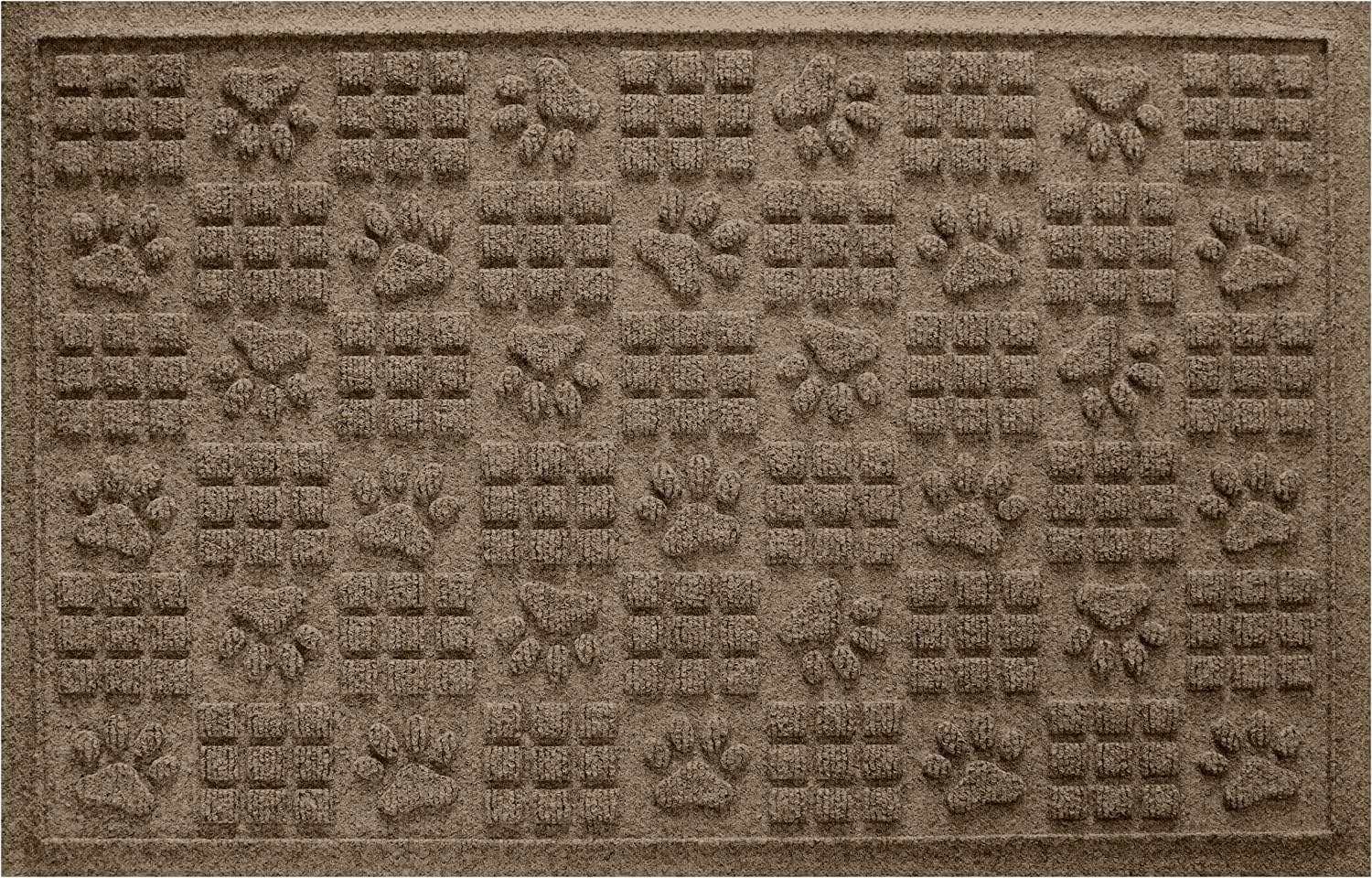 Durable Indoor Outdoor Mat – Slip-Resistant Water Trapping Door Mat for Entryway, Porch, Garage, Mudrooms, Patios, Decorative Floor Covering, Made in USA, Dog Paw Design, Khaki/Camel, 2' x 3'