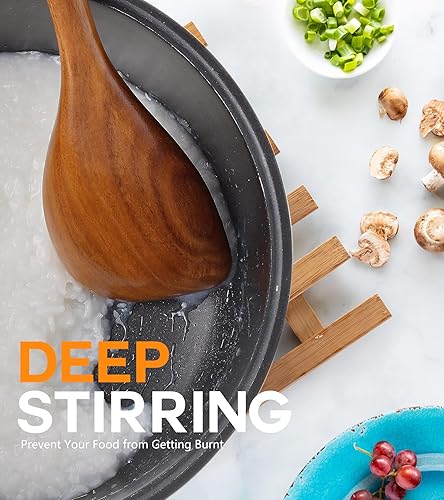 Miniatura 3 de Cucharas de madera para cocinar, cuchara de esquina de madera de teca natural de alta calidad, cucharas de madera grandes de buen agarre y espátula