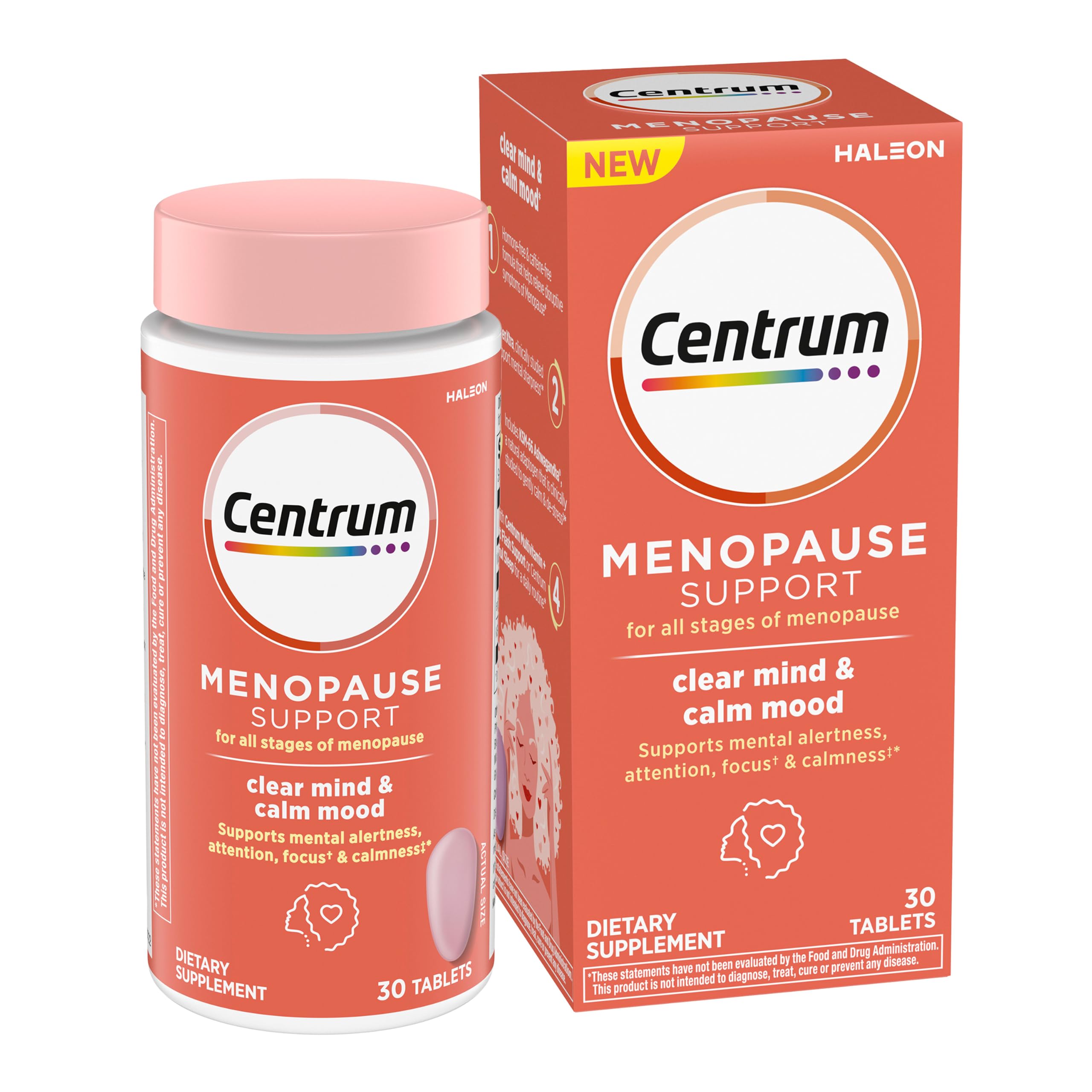 Centrum Clear Mind and Calm Mood Menopause Support Tablets, 30 Count