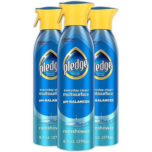 Pledge pH-Balanced Multisurface Spray, Everyday Cleaner, Rainshower Scent, 9.7oz (Pack of 3)