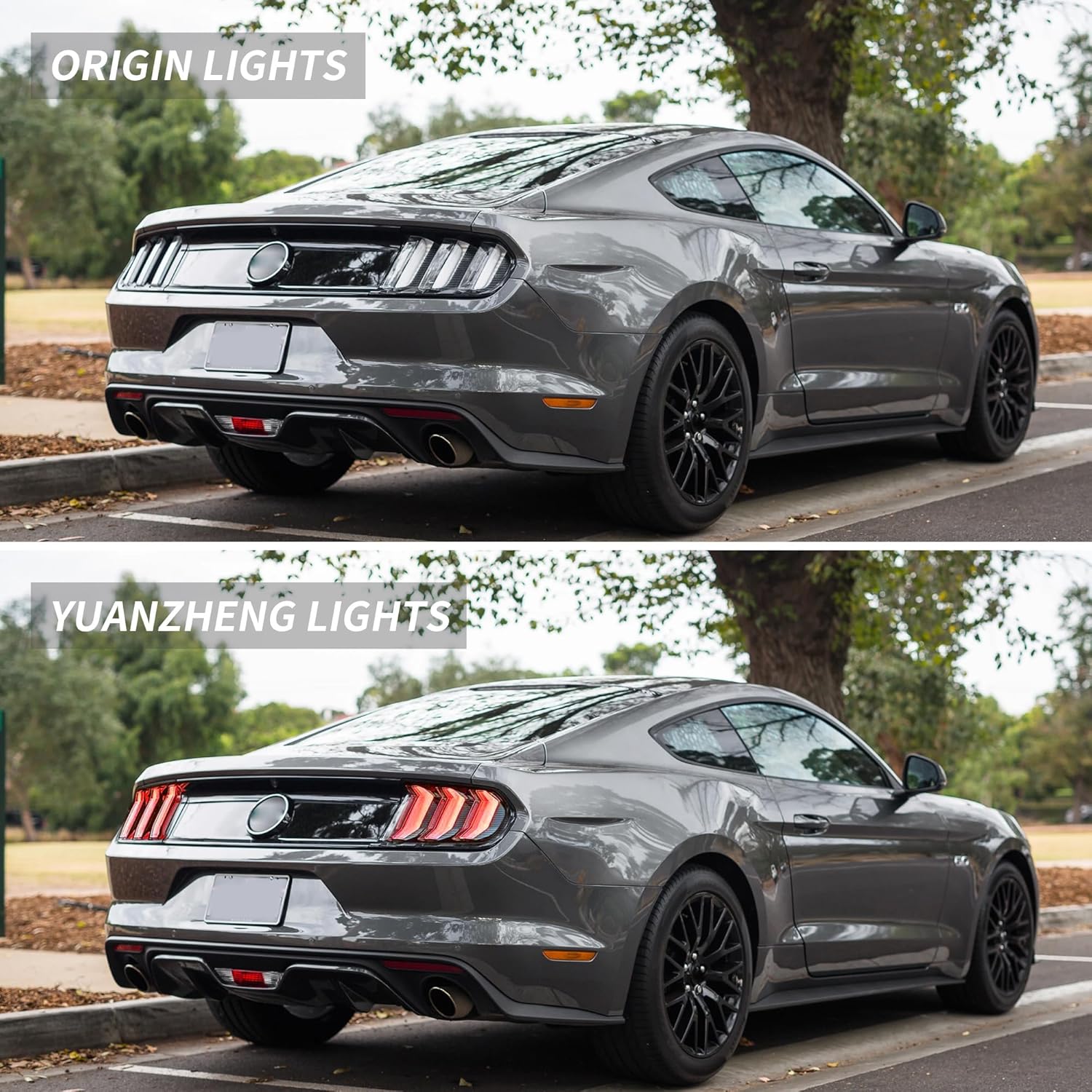 VLAND LED Tail Lights Compatible For Ford Mustang 2015-2023 6th Gen (Sixth generation), With Red Sequential Turn Signal, Driver & Passenger Side, Clear Lens Style