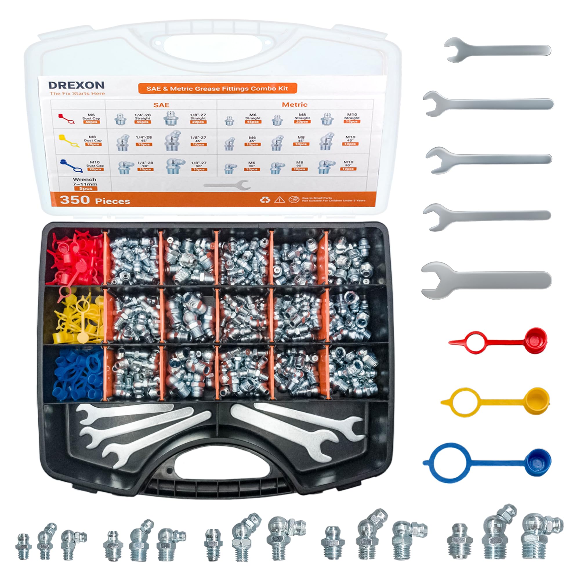 350PCS Stainless Steel Hose Clamp Assortment Kit, 1/4"-1-1/2"
