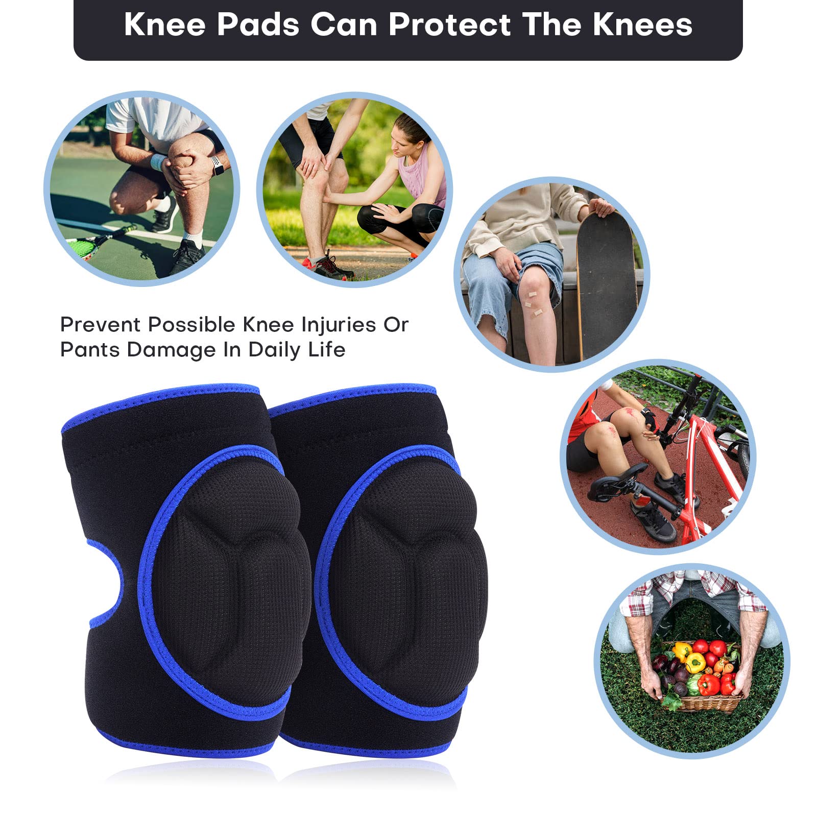 Rodilleras para mujeres y hombres para jardinería, trabajo en casa, limpieza de suelos y alfombras, trabajos de construcción, limpieza de rodilleras con tela de alta elasticidad que protege la