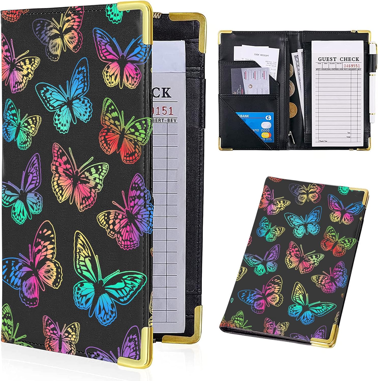 Waitress Book，Colorful Butterfly Server Books for Waitress