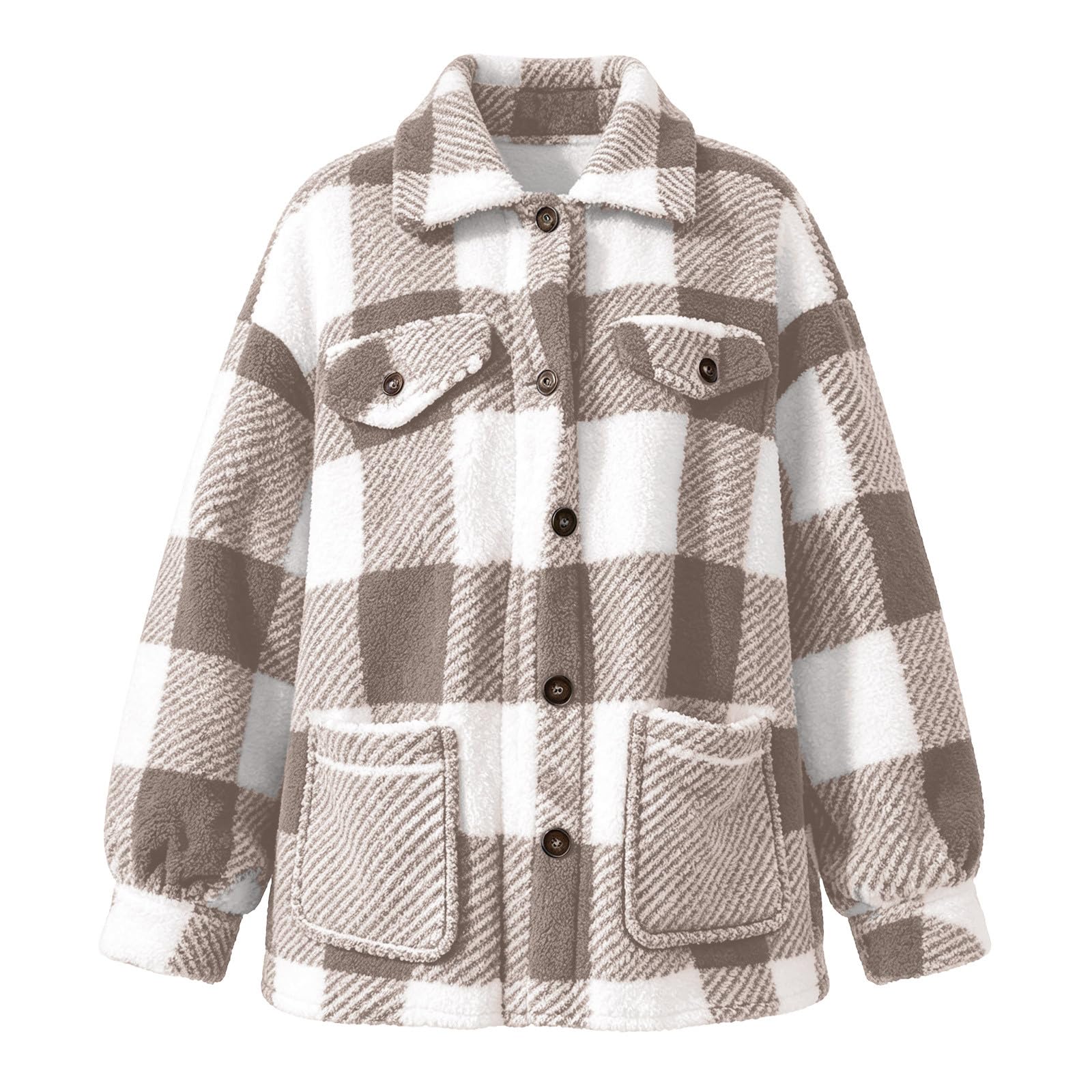 Teddyjacke Damen Fleecejacke Sherpa Wintermantel Teddyfleece Jacke