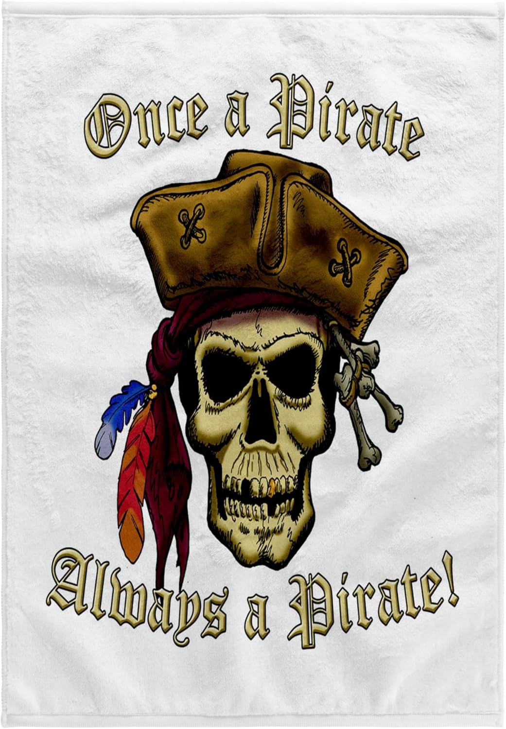 3dRose Pirate Skull with Once a Pirate 22x30 Bath Hand Pool Towel