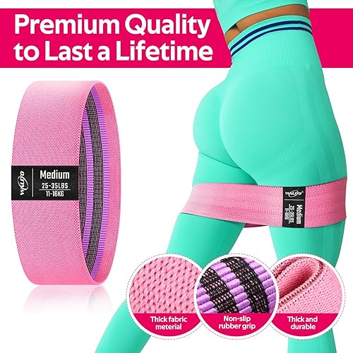 Miniatura 10 de WALITO Resistance Bands for Legs and Butt Fabric Exercise Loop Bands Yoga Pilates Rehab Fitness and Home Workout Strength Bands for Booty