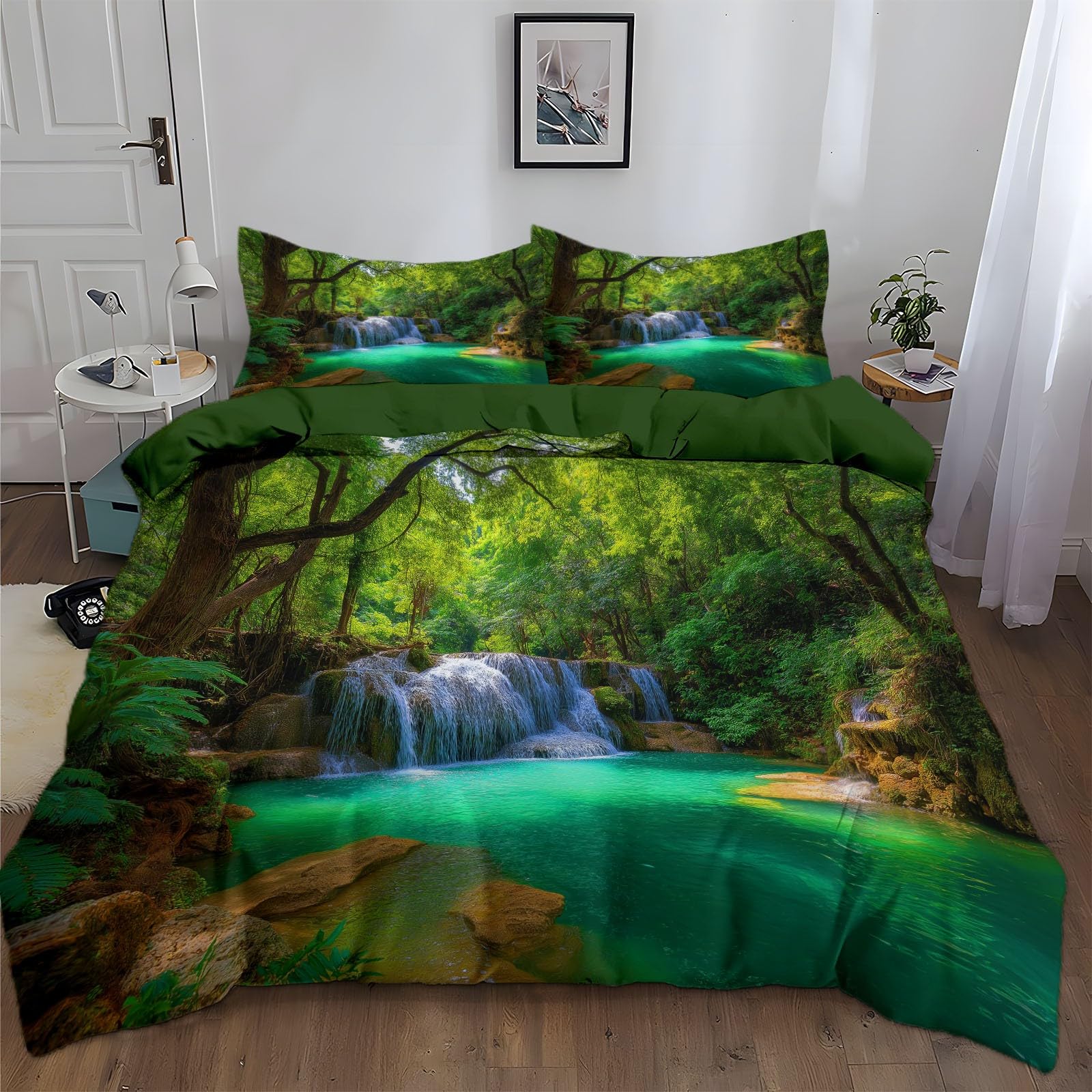 Housse de Couette Paysage Naturel 240x260 cm avec 2 Taies d'Oreiller Lit 2 Places