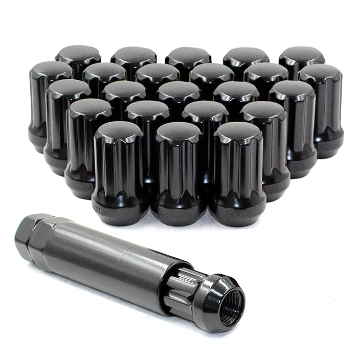 Buy Wheel Accessories Parts Set of 24 Black 14x1.5 Spline Lug Nuts 1.54