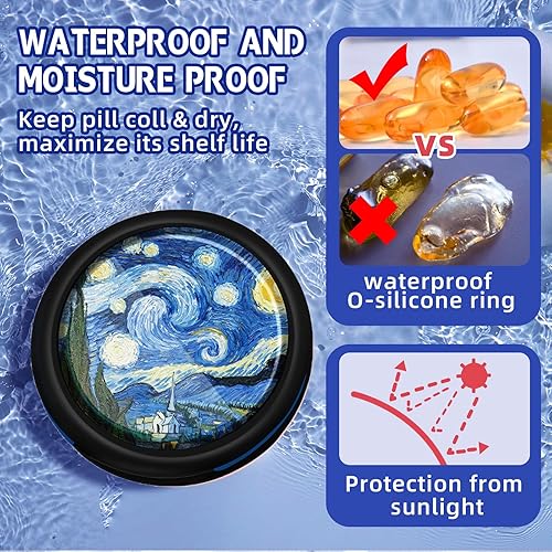 Miniatura 2 de Serfeymi Pastillero pequeño, pastillero para bolso y bolsillo, 3 compartimentos impermeable, organizador de medicamentos, almacenamiento para