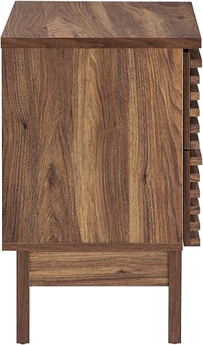 Miniatura 5 de Modway Render Mid Century - Mesita auxiliar moderna de dos cajones en nogal