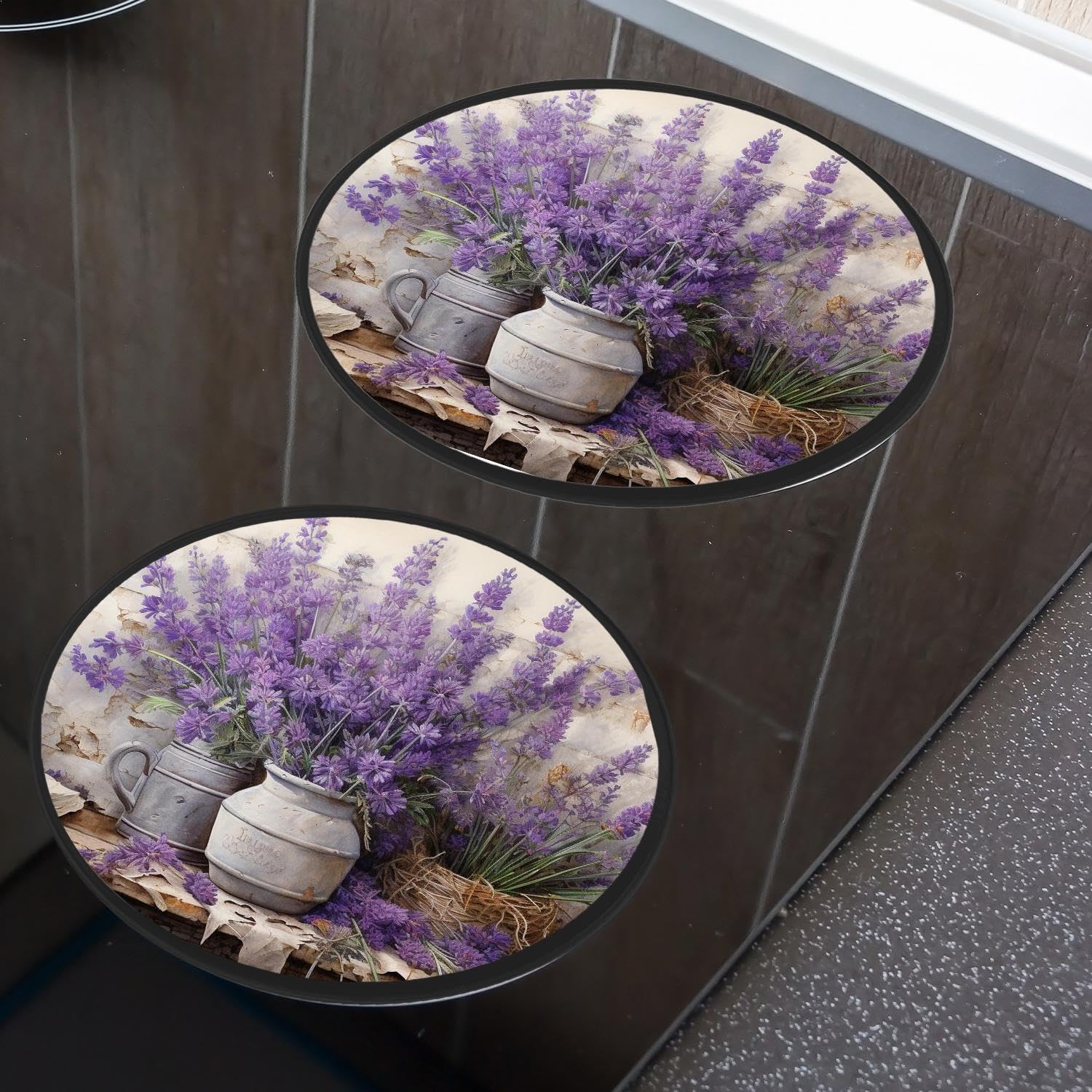 Vintage Provencal Lavender Flowers on Wooden Beautiful Set of 4 Stove Burner Covers - Premium Round Electric Stove Range Protectors,8 IN & 10 IN