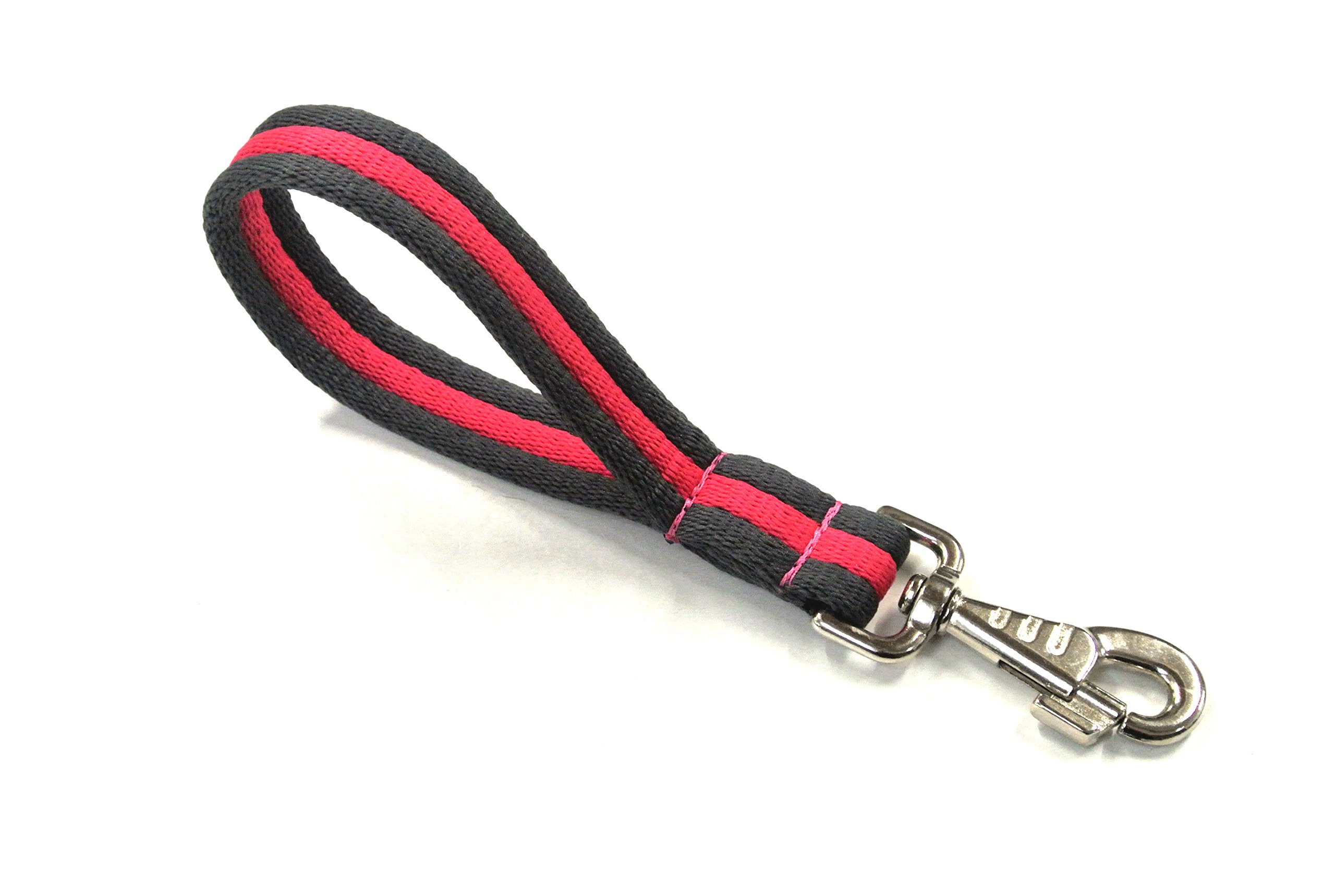 10" Short Close Control Dog Training Lead Leash 25mm Soft Air Webbing Traffic Walking Lead (10", Grey/Pink) — image 1