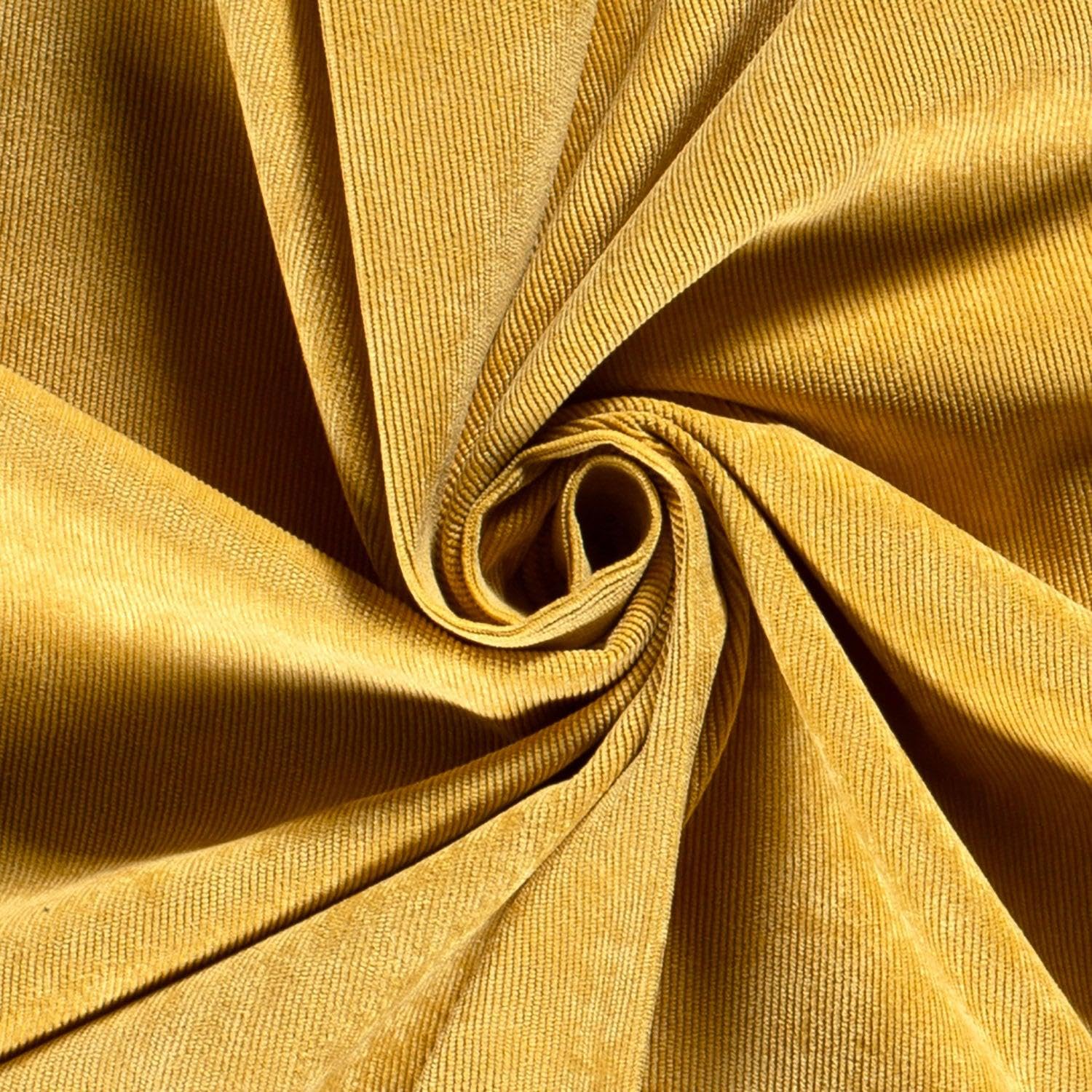 Stretch Baby Needle Cord 21 Wale Fabric Material Ochre 1MTR