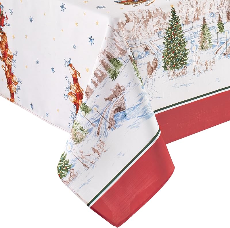 Santa's Snowy Sleighride Tablecloth, Multicolor - 60" W x 120" L