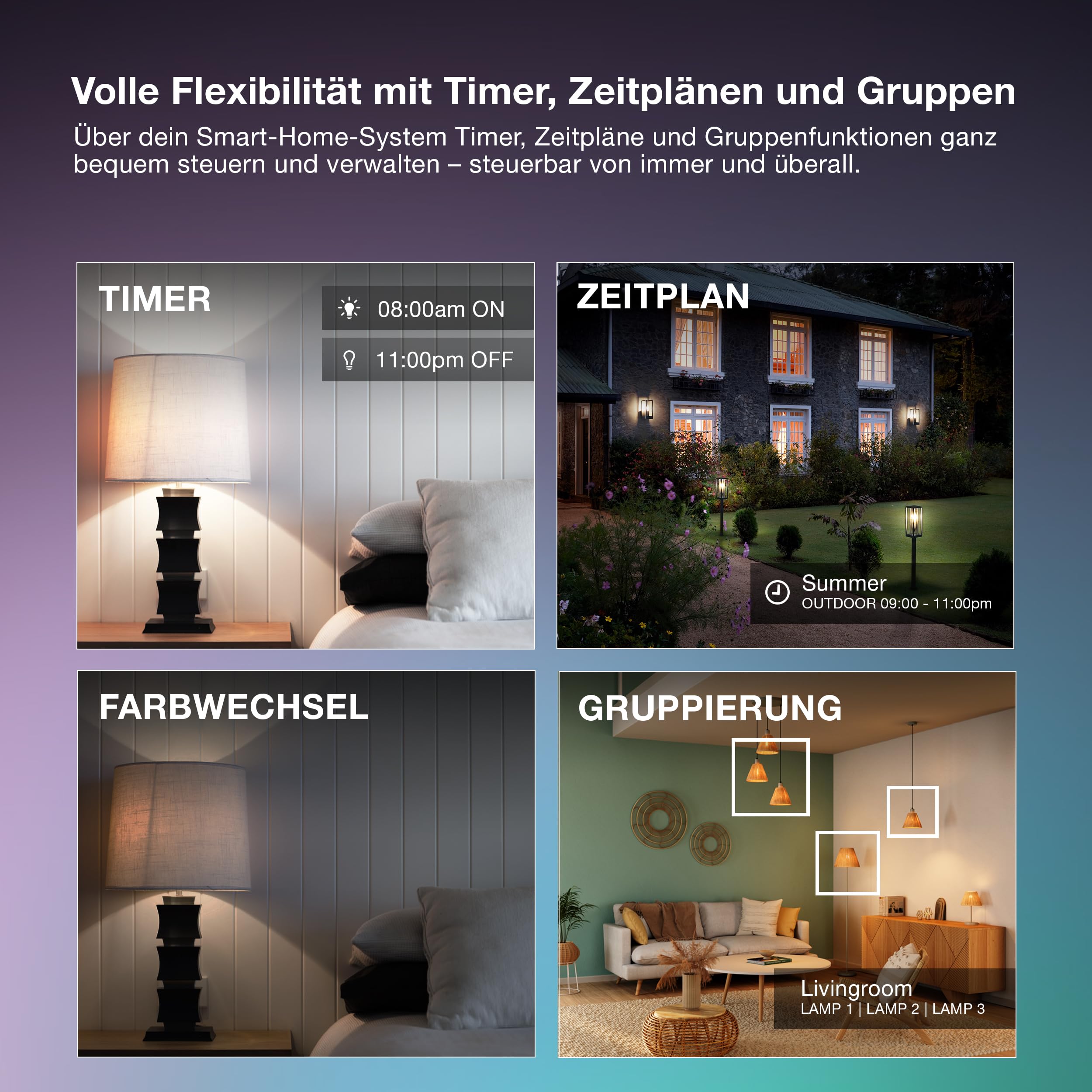 Osram SMART+ RGBW, E27 LED-Lampe mit Matter over Wifi, speziell entwickelt für ALEXA - einfache Einrichtung per Klick, 60W-Ersatz, warmweiß bis kaltweiß(2700-6500K), 16 Mio RGB Farben, 4er-Pack