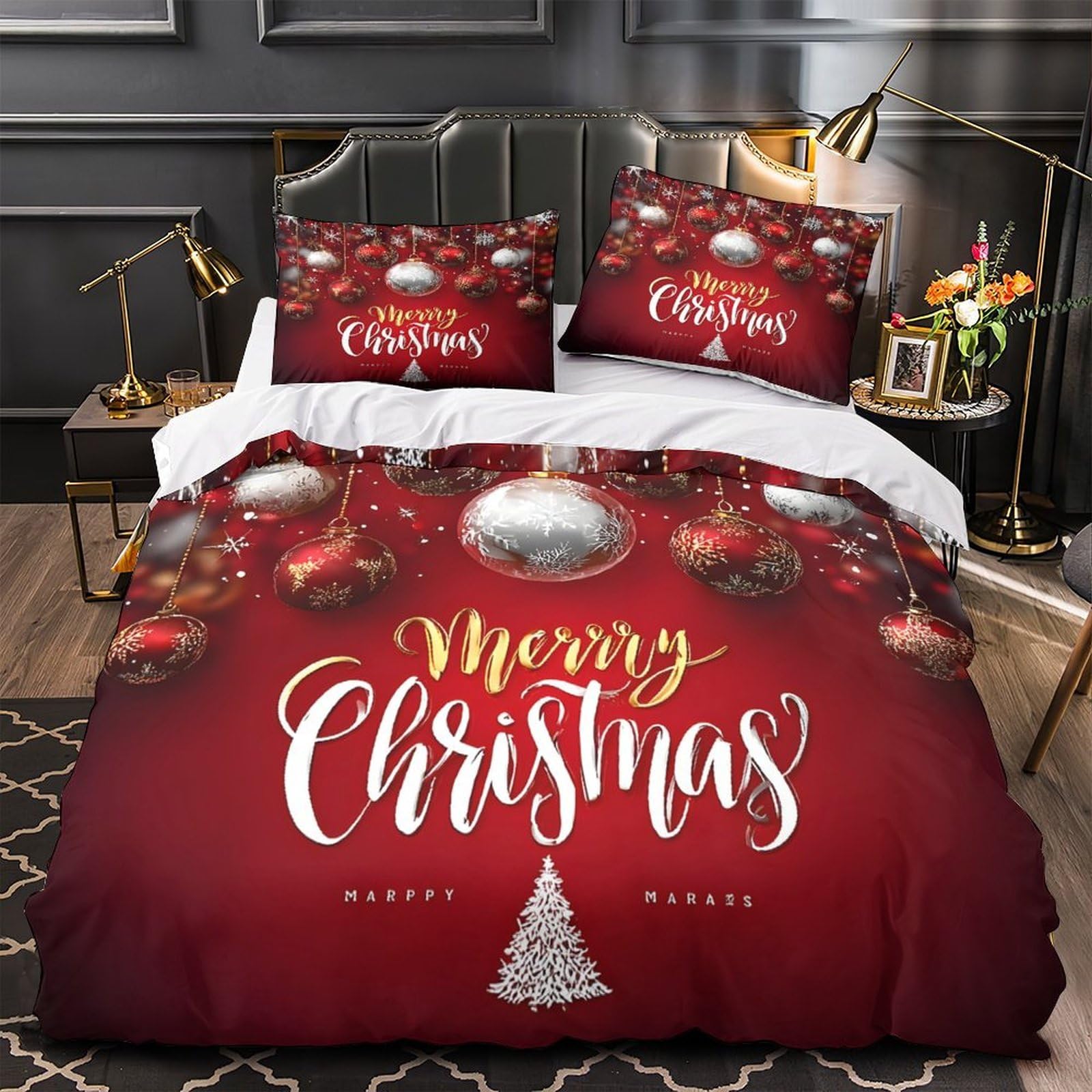 Housse de couette de Noël en microfibre pour lit enfant single 140x200