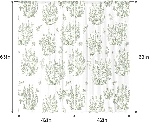 Miniatura 52 de MESHELLY Cortinas de safari para niños, 42 pulgadas de ancho x 63 pulgadas de alto, bolsillo para barra, lindos animales de dibujos animados