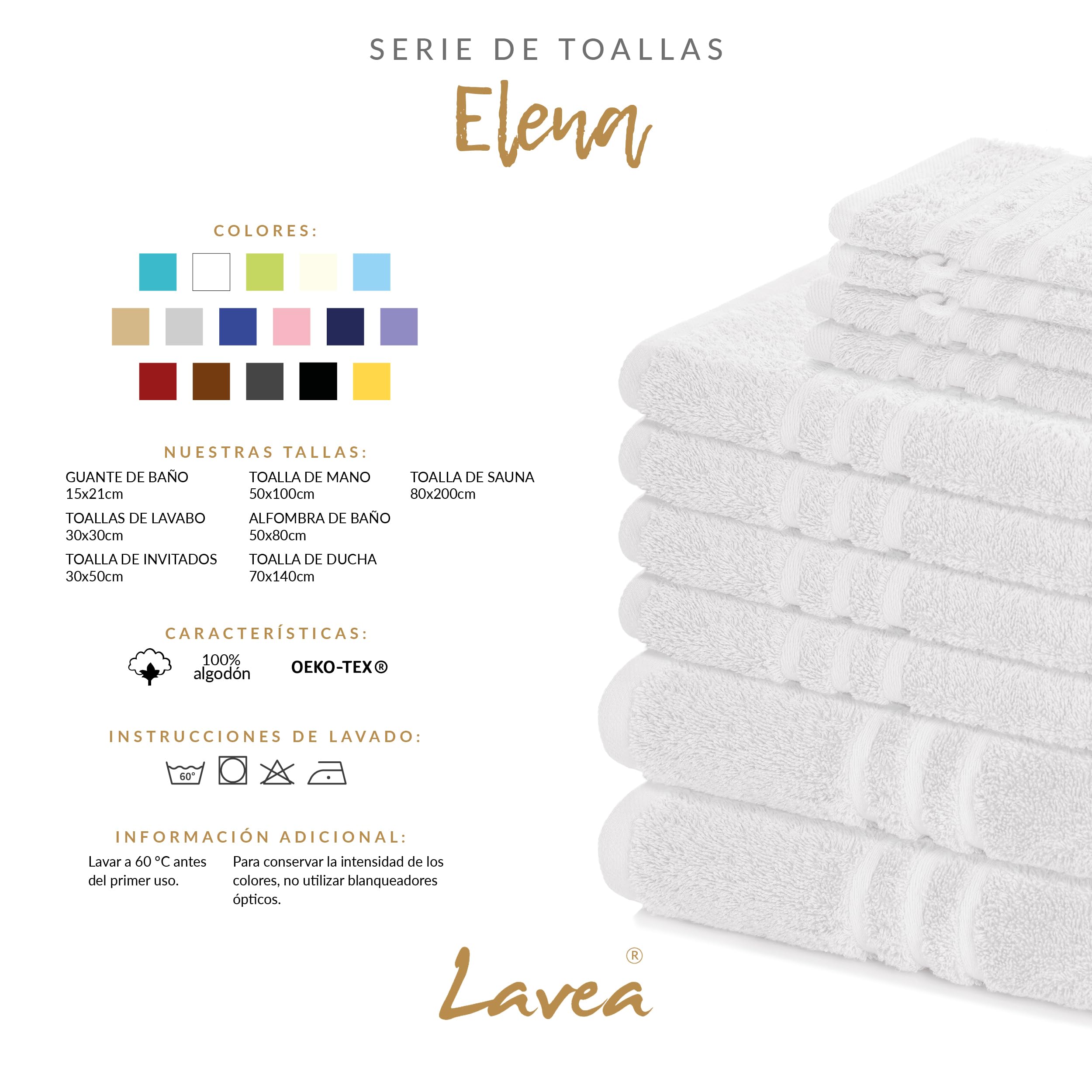 Lavea® Juego de 20 Toallas de Lavabo 30x30 cm de Rizo 200% Algodón - Suaves y Absorbentes – Toallas para lavarse la Cara – Ideales para Casa, Hotel y SPA – Blanco