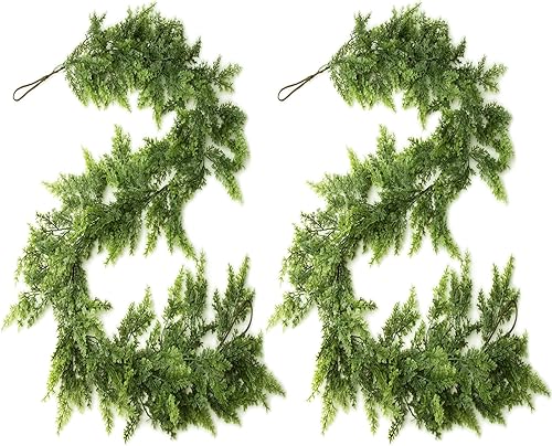 Miniatura 9 de Guirnalda festiva de Navidad con piñas de pino de bayas rojas, 1 guirnalda de pino de 6 pies para puerta delantera, mantel de escalera, decoración