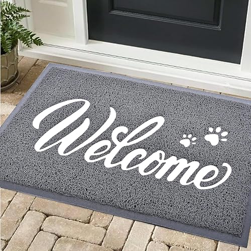 Miniatura 18 de T.HENV Tapete de bienvenida para exteriores, 30 x 17.5 pulgadas, impermeable, para todas las estaciones, entrada exterior, de secado rápido, tapete