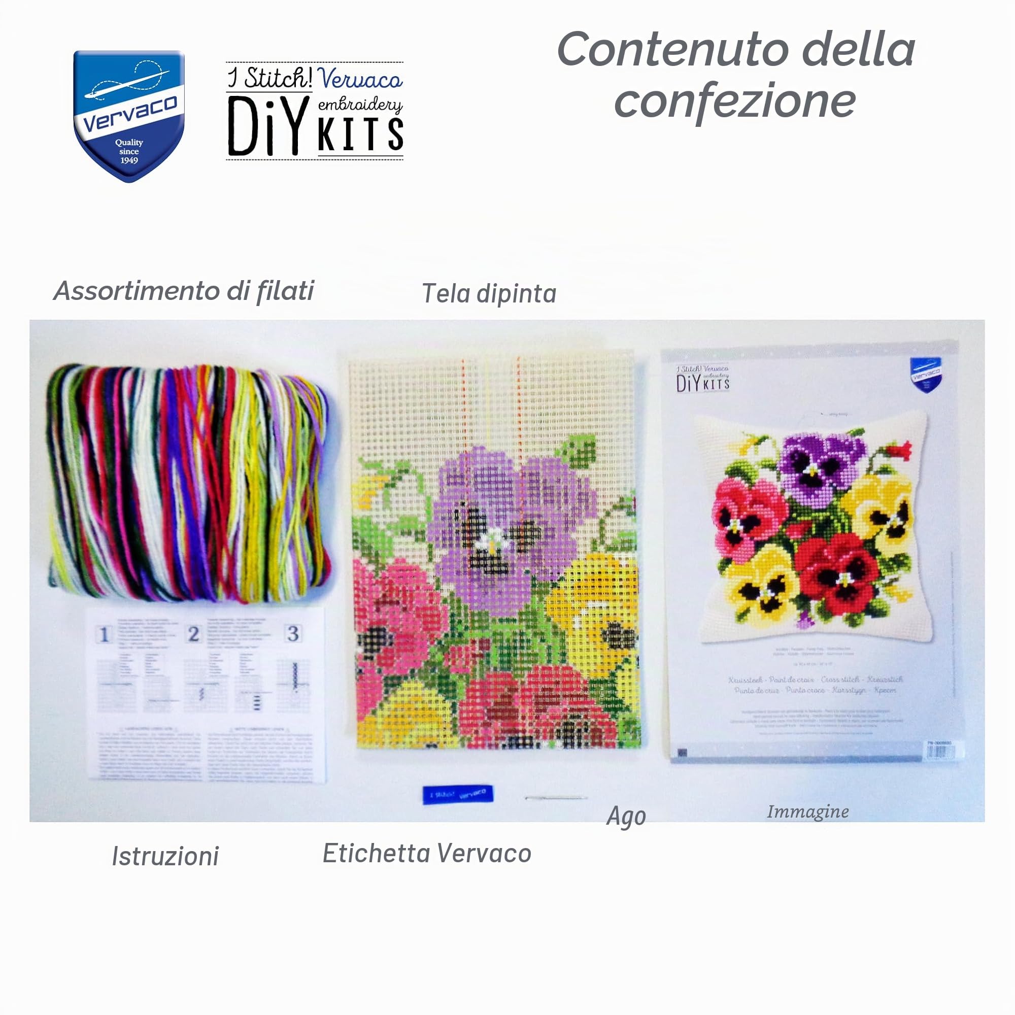 VERVACO Kit Cuscino Punto Croce MAZZOLINO di Fiori Set Ricamo Principianti Cuscini Gobelin Decorativi ca. 40 x 40 cm Accessori per Lavoretti Creativi DIY Casa Decor Hobby Adulti Cross Stitch