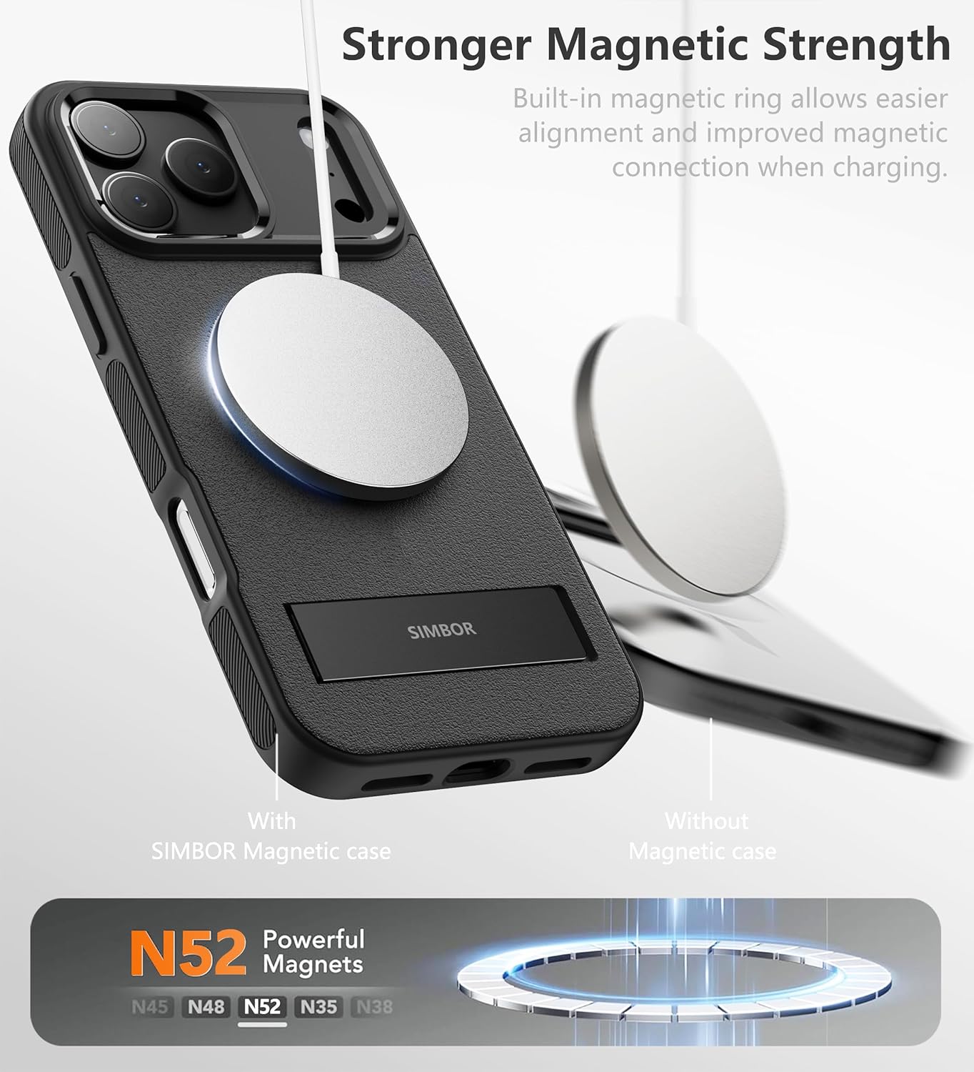 Magnetic for iPhone 17 Pro Case with Stand[Compatible with MagSafe] Slim Invisible Kickstand, Protective Anti-Fingerprint Phone Cove for iPhone 17 Pro Case 6.3", Black - Image 3