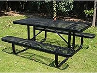 LifeYard Heavy Duty 6ft Rectangular Expanded Metal Picnic Table, Black - Weather-Resistant 1200 lbs Capacity