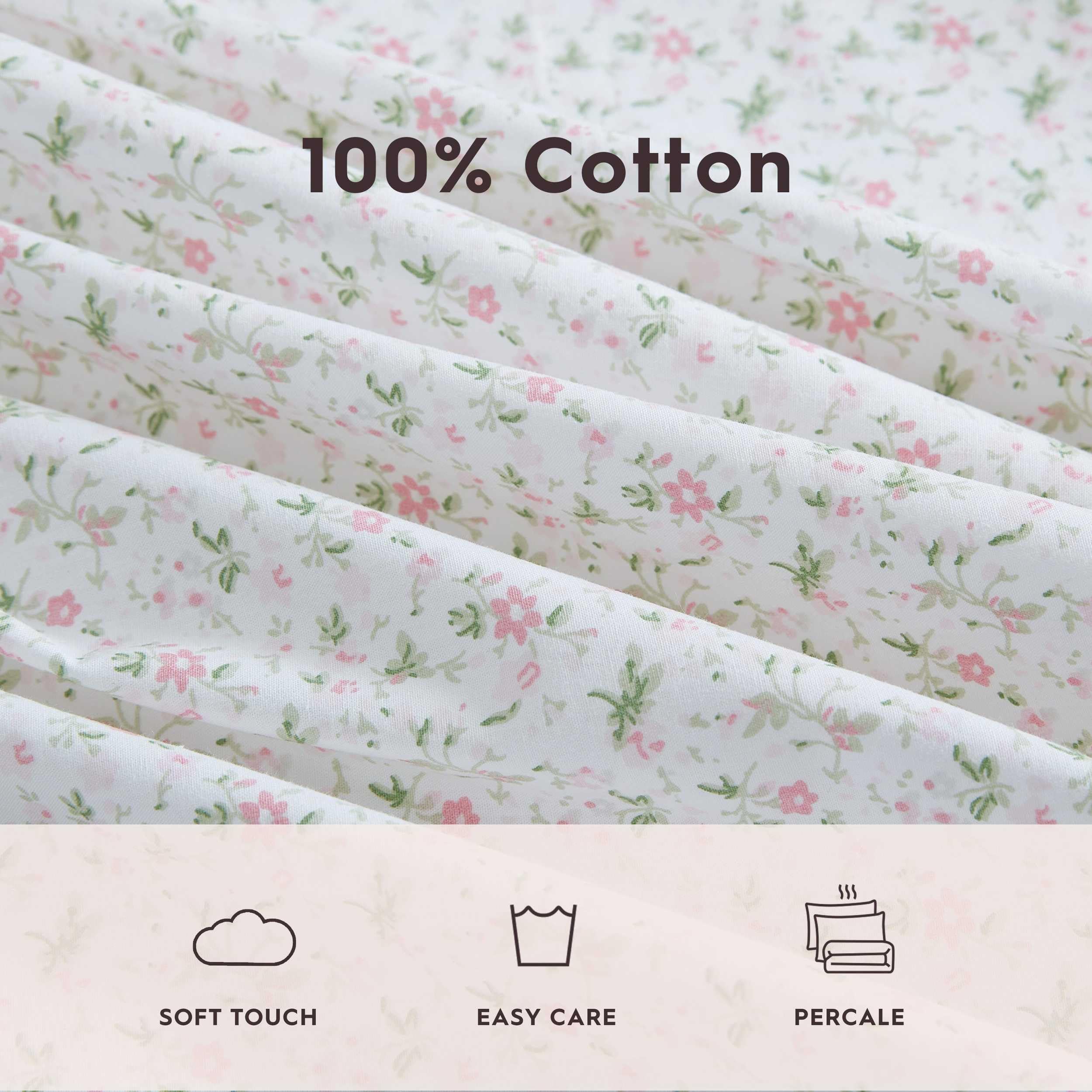 Laura Ashley Prześcieradła w rozmiarze Twin XL, zestaw pościeli z bawełny perkalowej, lekka i oddychająca dekoracja domu, kolor różowy (Evie Pink), rozmiar Twin XL