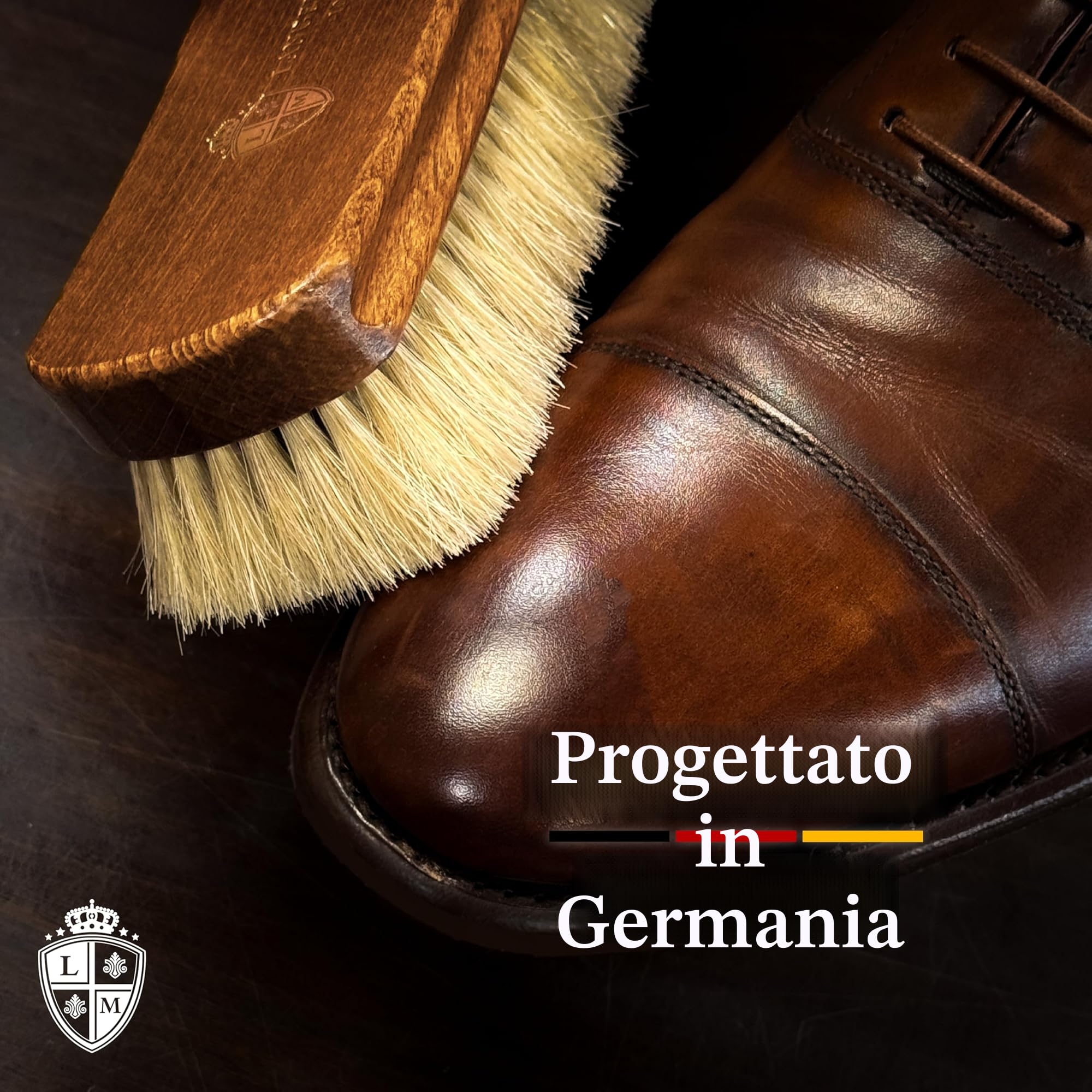 Langer & Messmer Scatola per lustrascarpe di alta qualità senza contenuto o con set di cura in più parti - scatola per lustrascarpe in legno con creme per la cura della pelle modello Mannheim