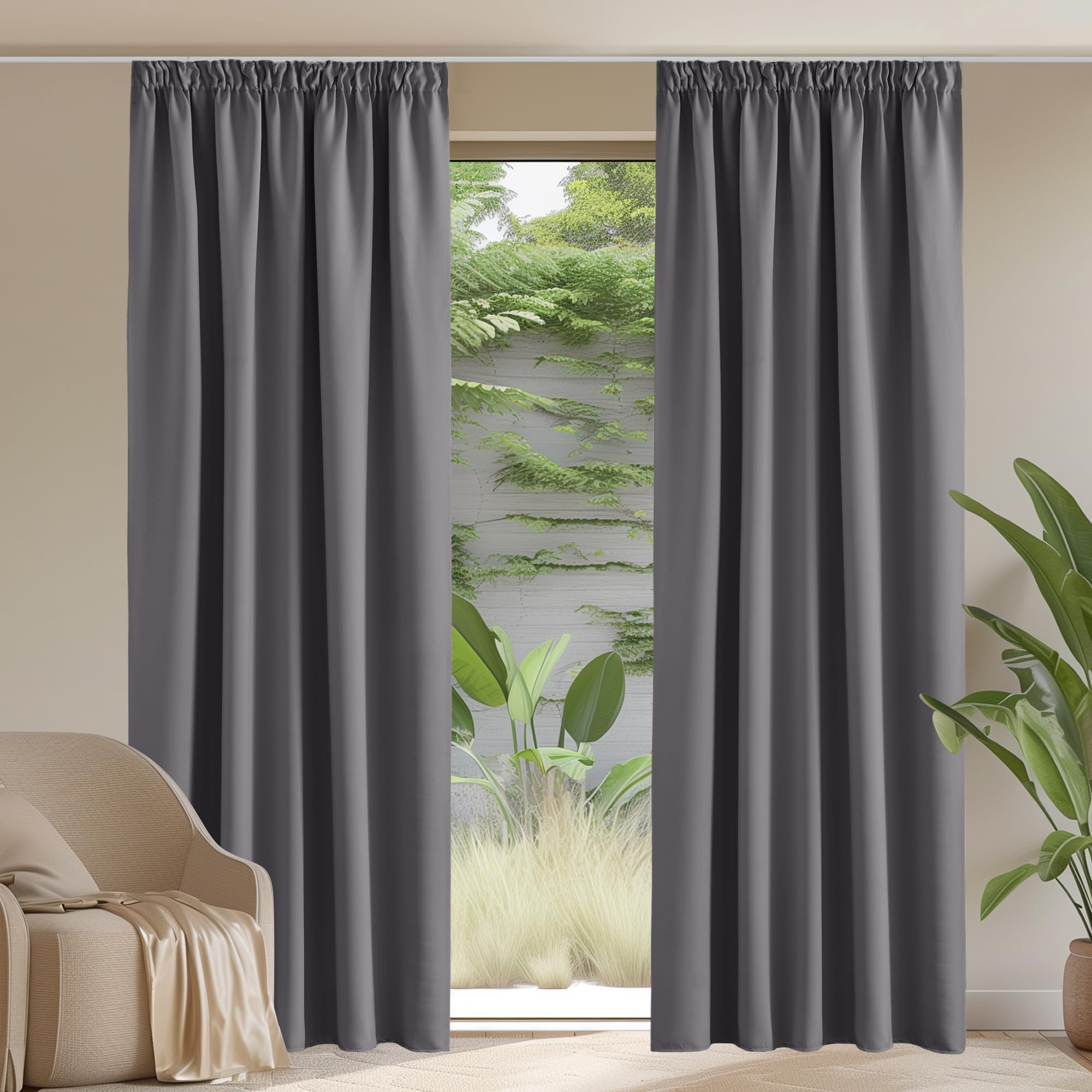 PONY DANCE Extra Wide Pencil Pleat Blackout Curtains